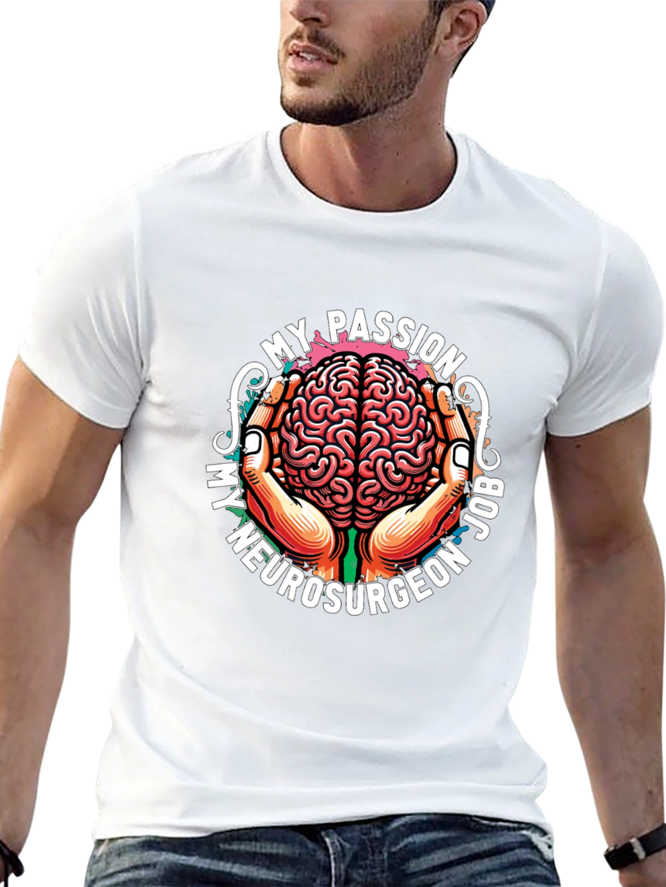 Black Neurosurgeon Passion T-Shirt - Brain Design view 13