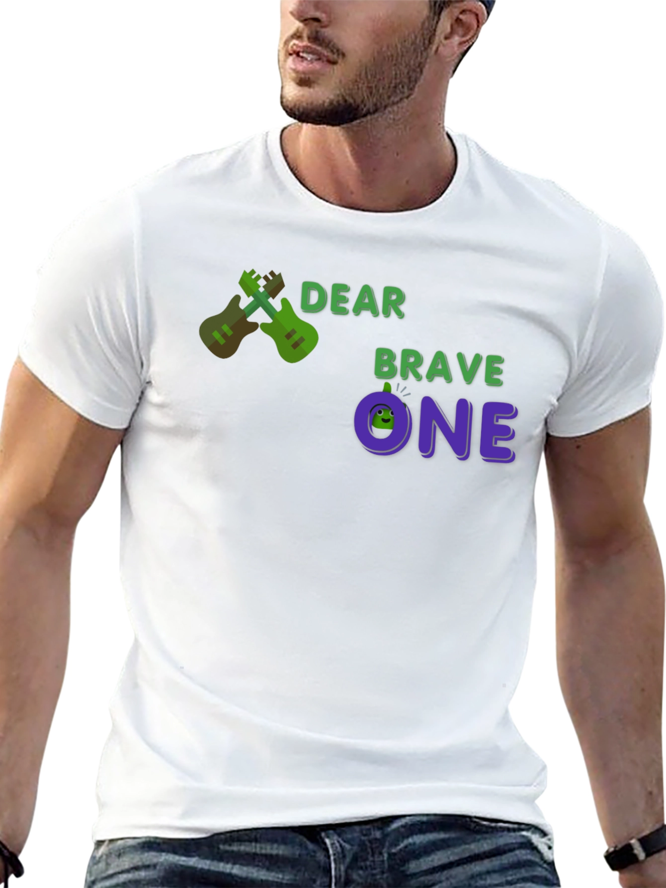 Black Dear Brave One T-Shirt - Guitar Design view 13