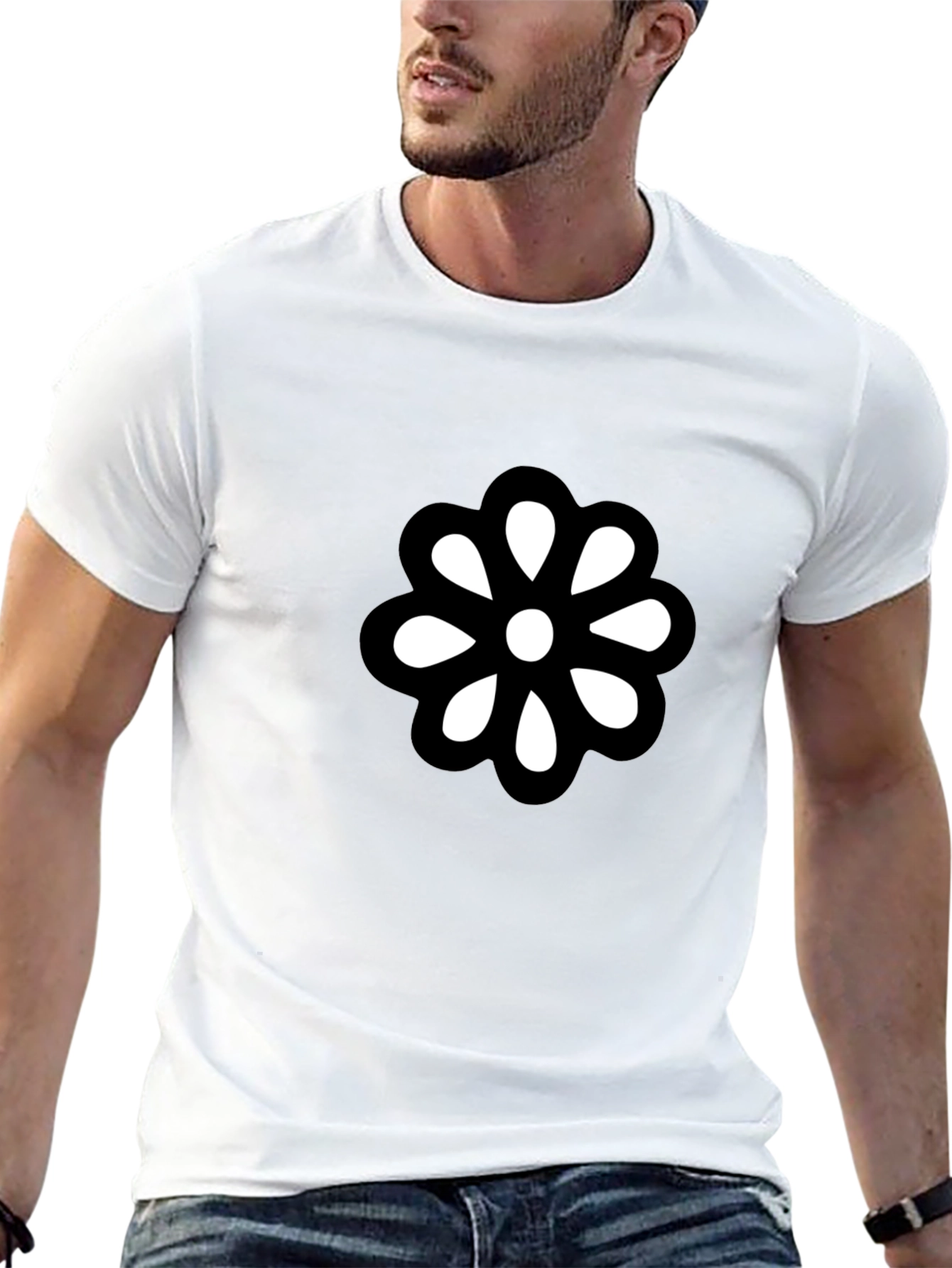 Black Black T-Shirt with Bold Flower Graphic view 13