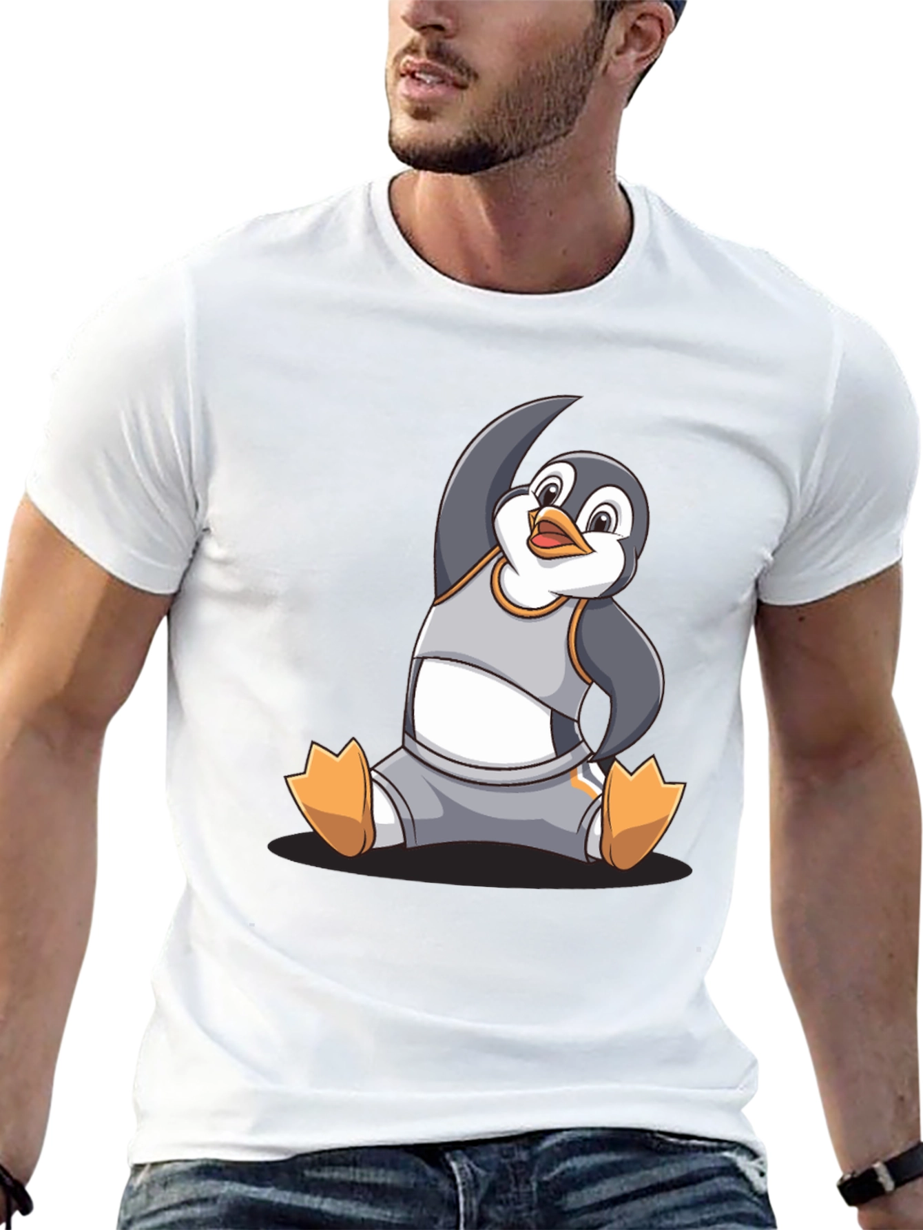 Black Yoga Penguin Graphic T-Shirt - Comfy Cotton Blend view 13