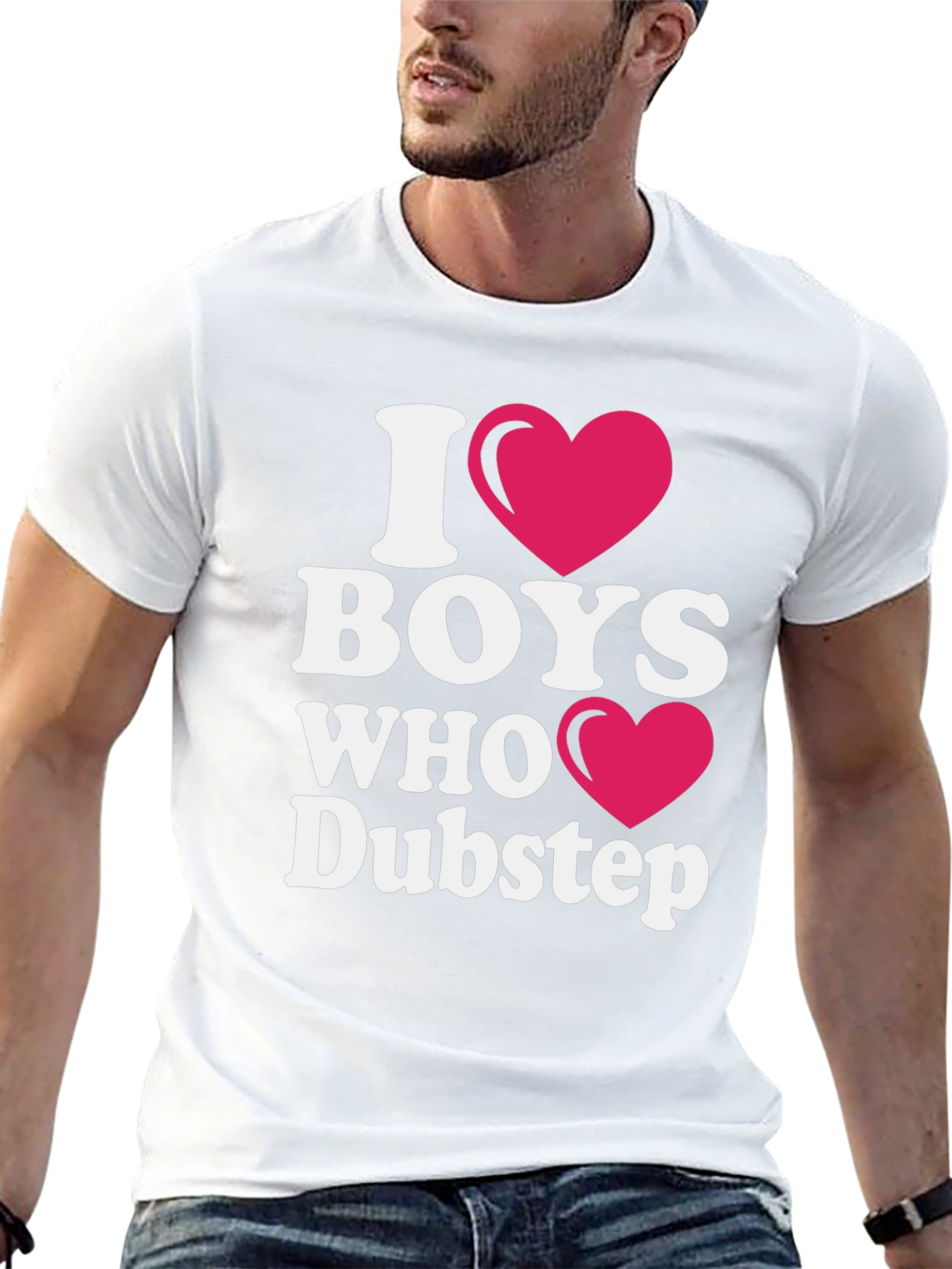 Black I Love Boys Who Dubstep T-Shirt - Graphic Print Tee view 13
