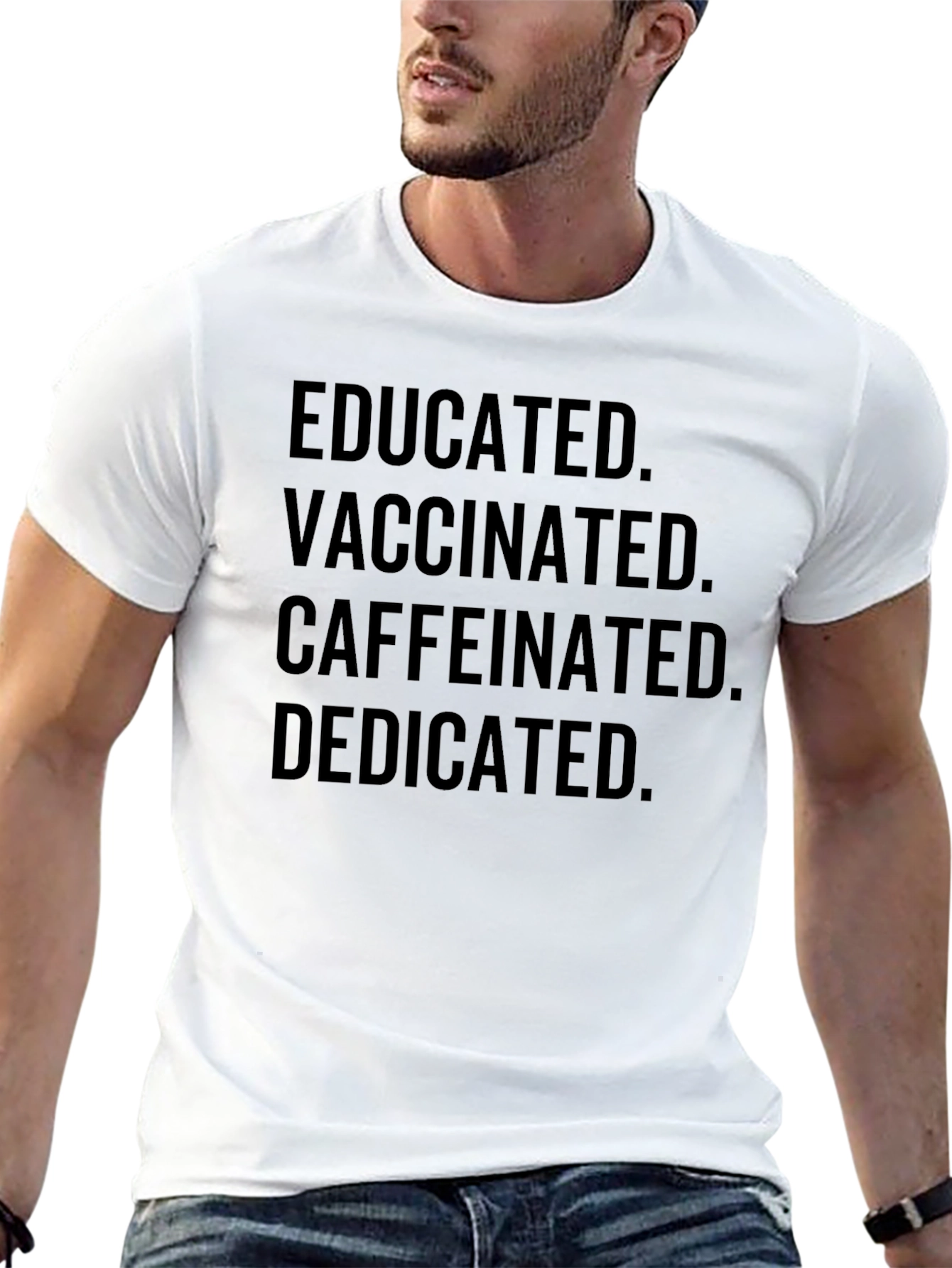 Black Educated Vaccinated Caffeinated Dedicated T-Shirt view 13
