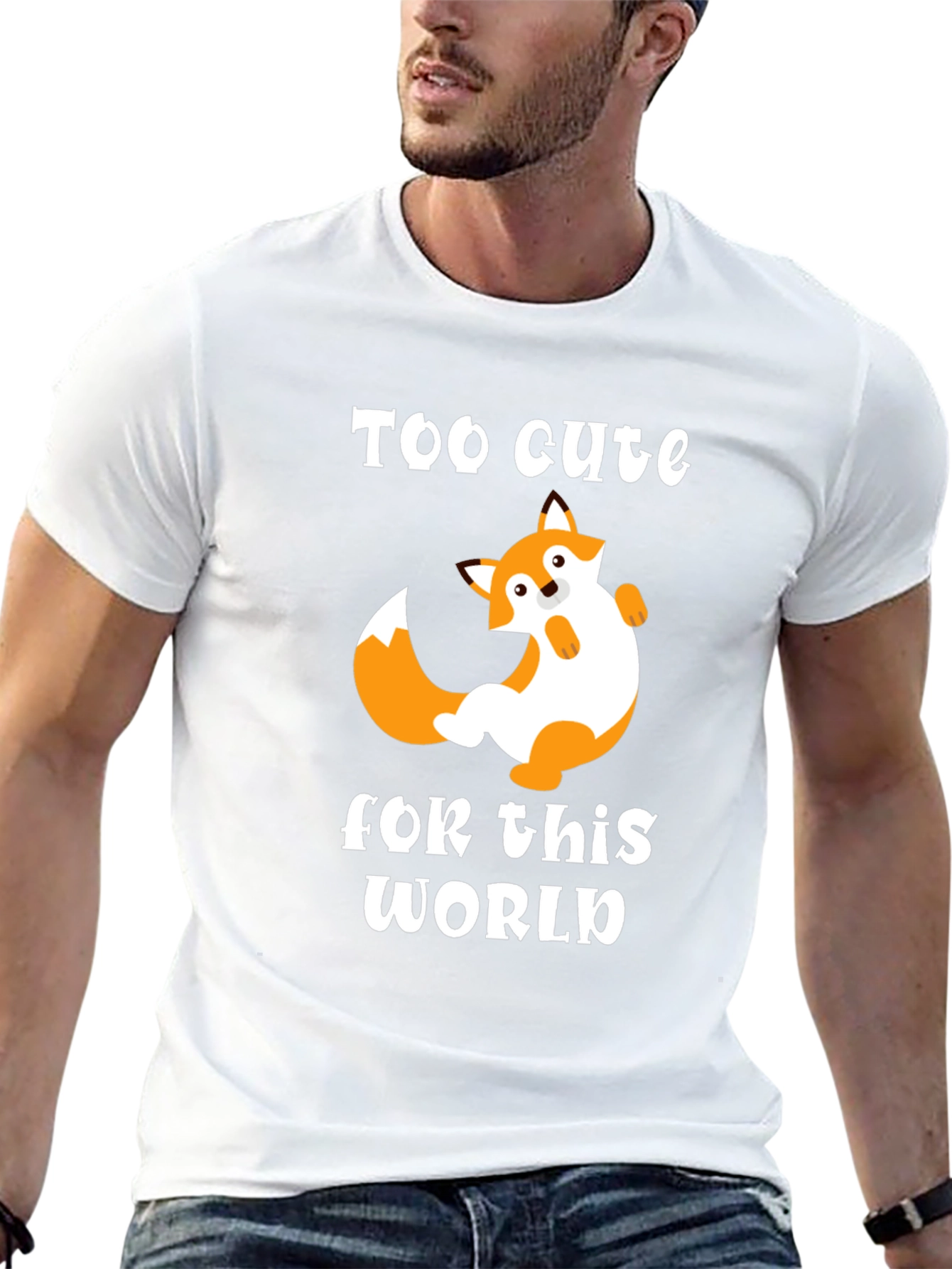 Black Cute Fox Graphic Tee - Too Cute For This World T-Shirt view 13