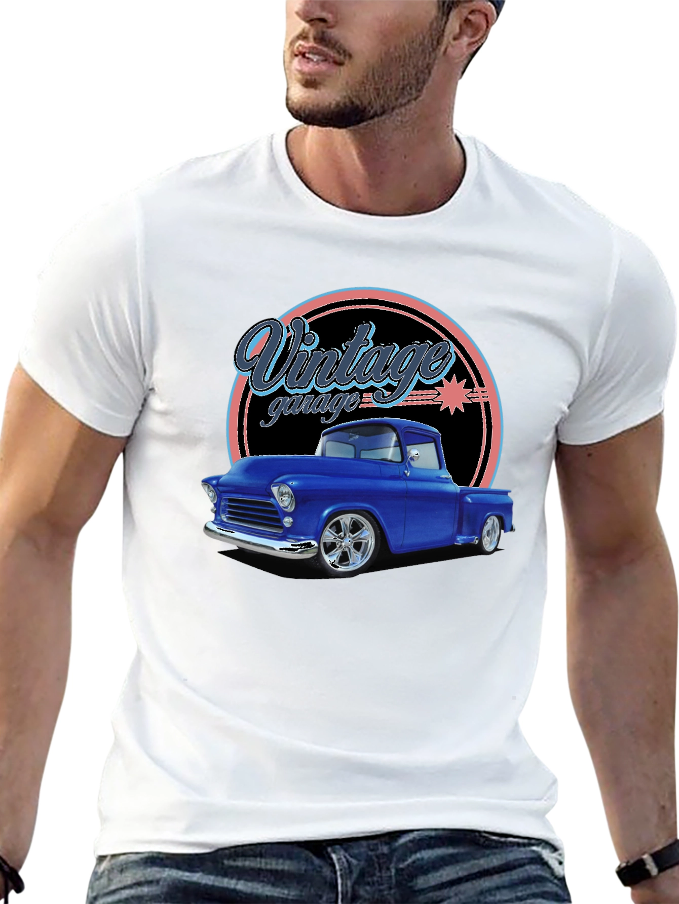 Black Vintage Garage Classic Truck T-Shirt view 13