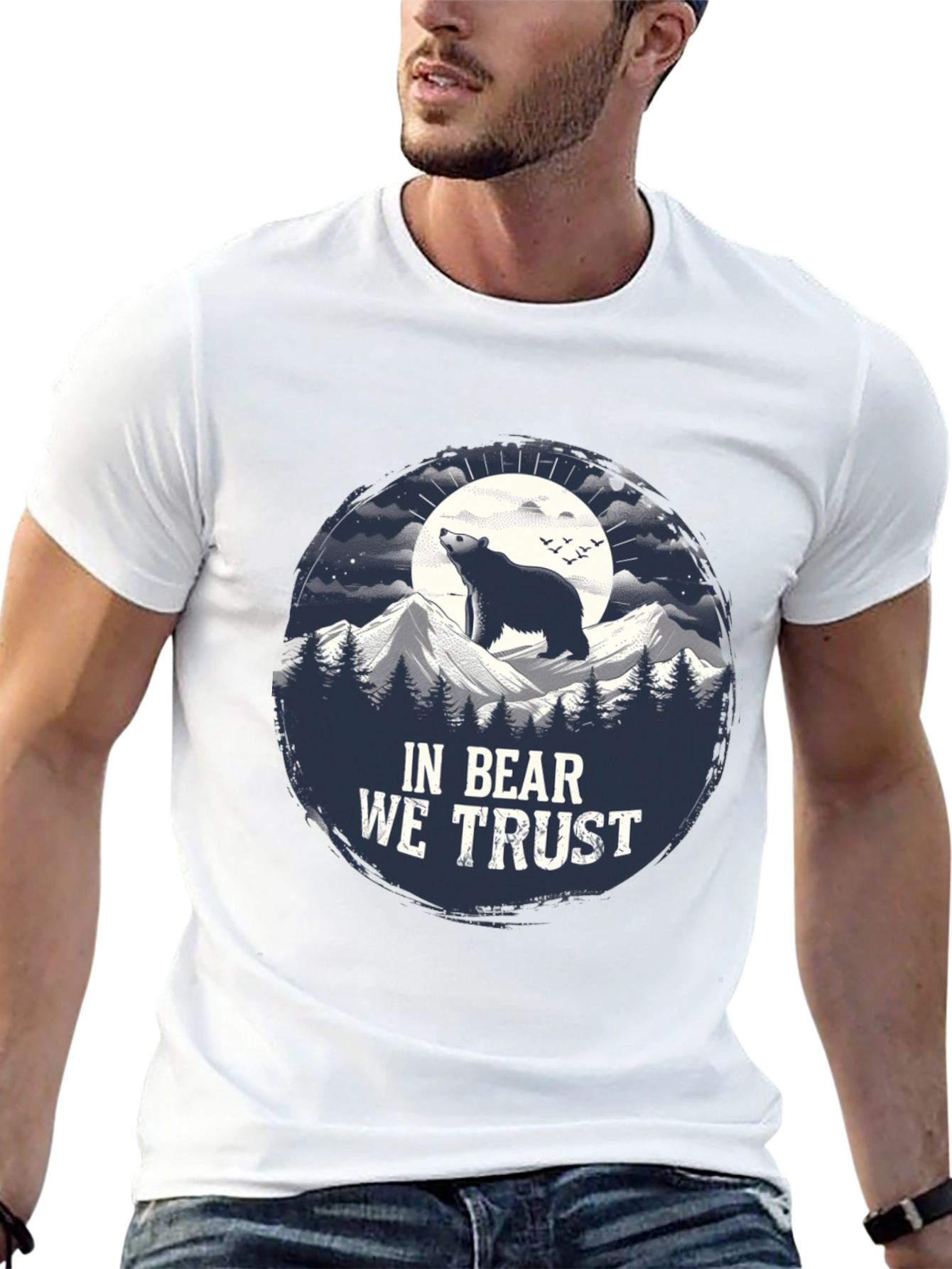 Black In Bear We Trust Graphic Tee - Black Cotton T-Shirt view 13