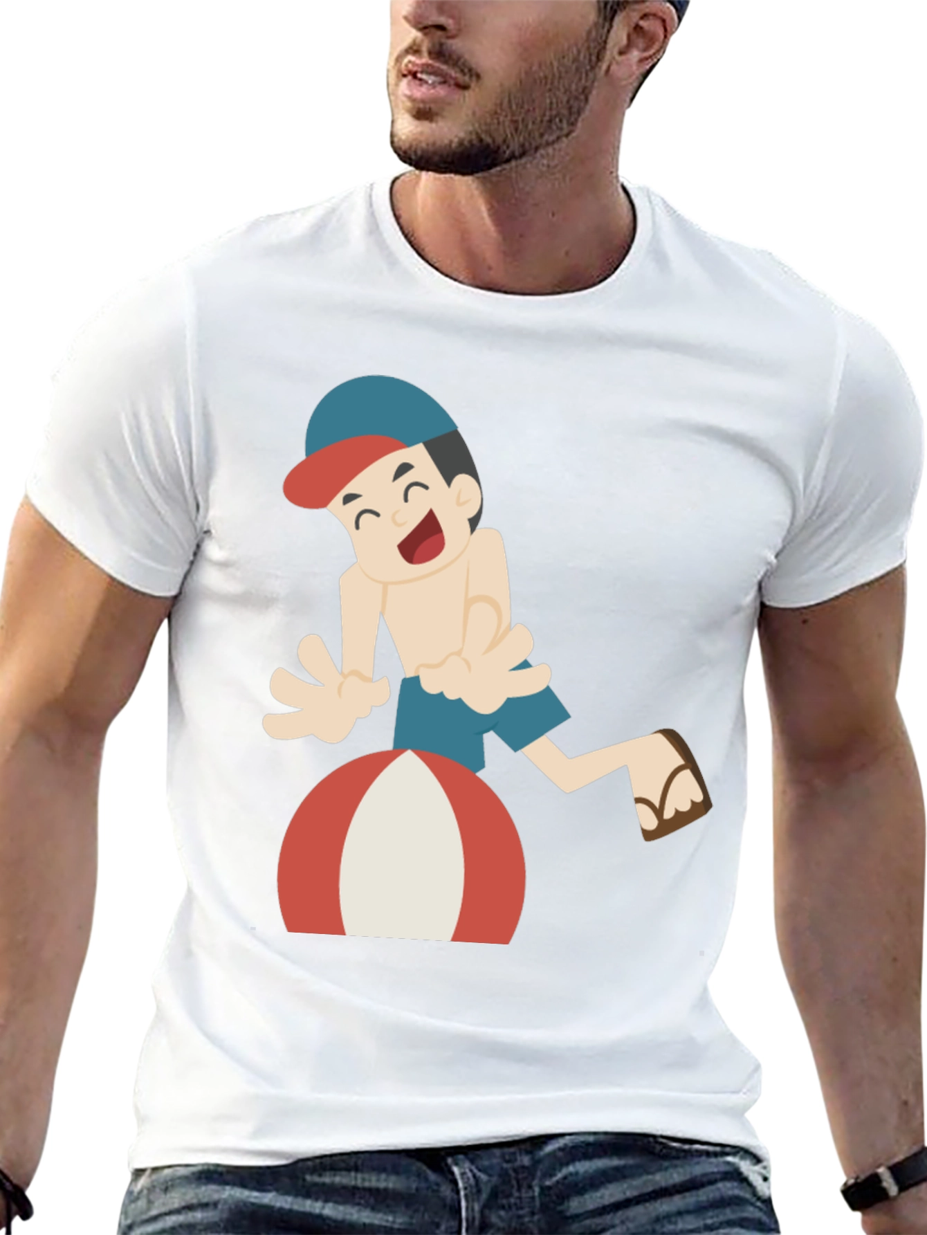 Black Cartoon Beach Fun Black T-Shirt view 13