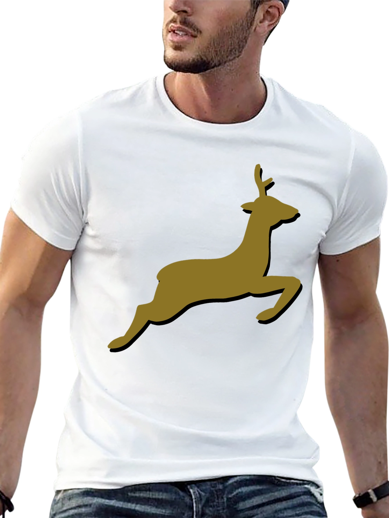 Black Leaping Deer Graphic T-Shirt - Stylish Black Tee view 13