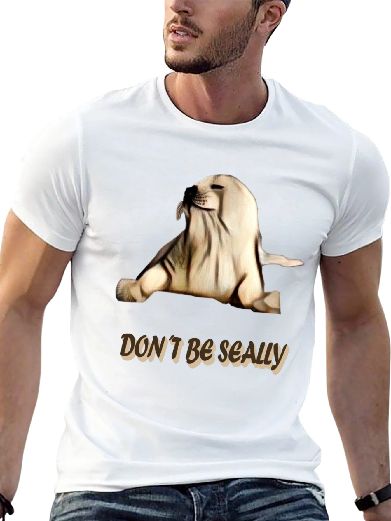 Black Don't Be Seally Graphic Tee - Funny Seal Pun Shirt view 13