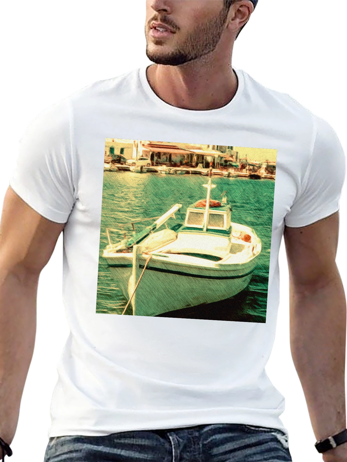 Black Boat Graphic Black T-Shirt view 13