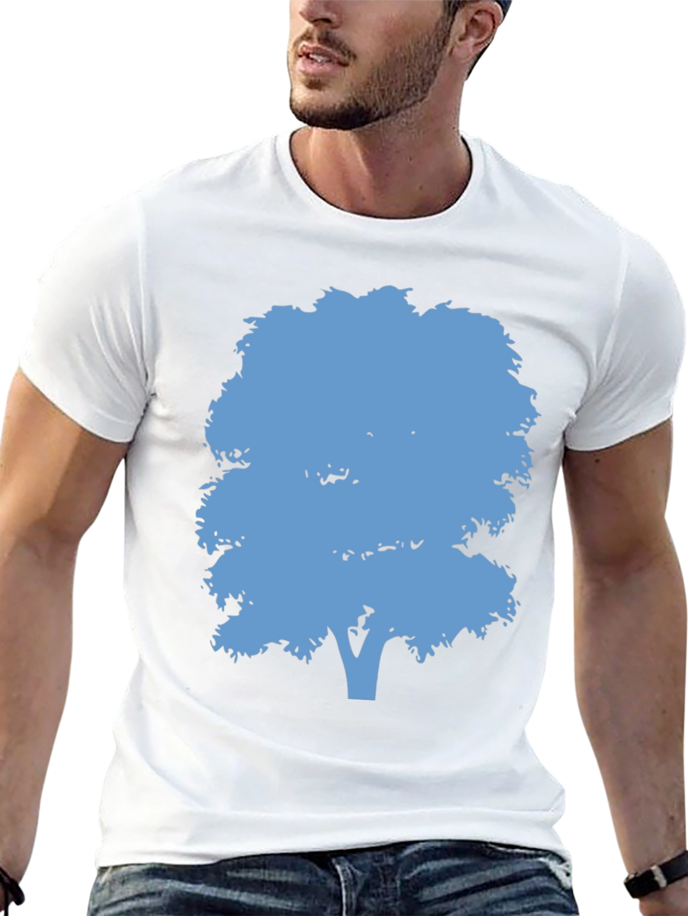Black Blue Tree Graphic Black T-Shirt view 13
