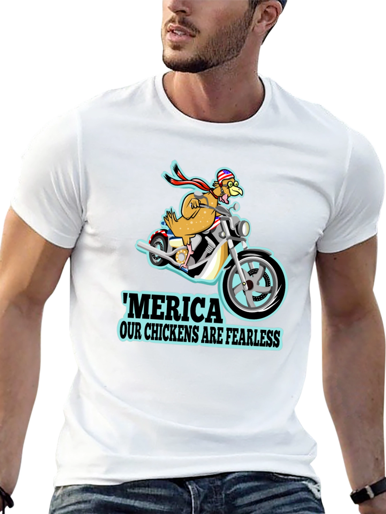 Black Fearless Chicken Rider Graphic Tee view 13