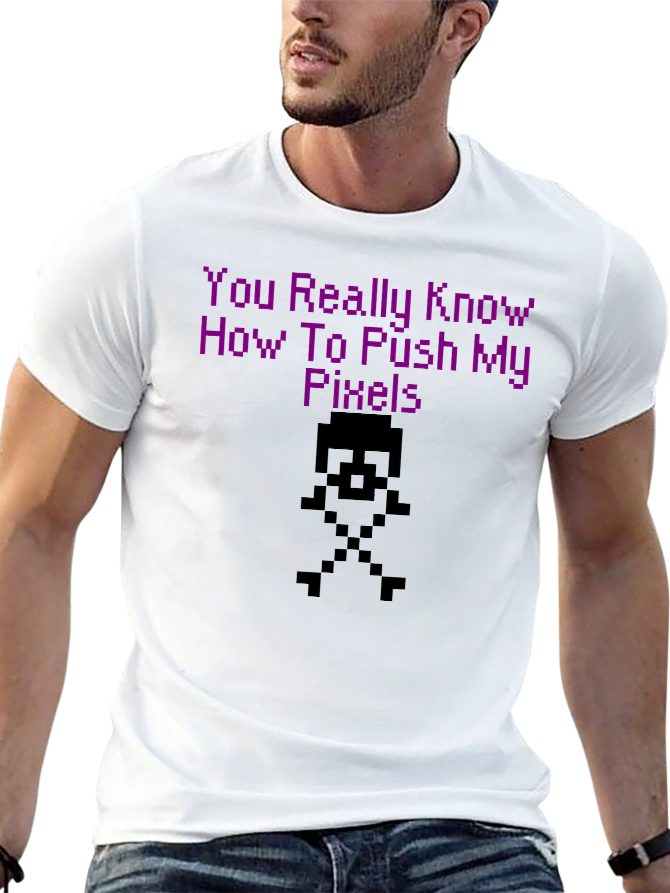 Black Pixel Push T-Shirt - Gamer Style view 13