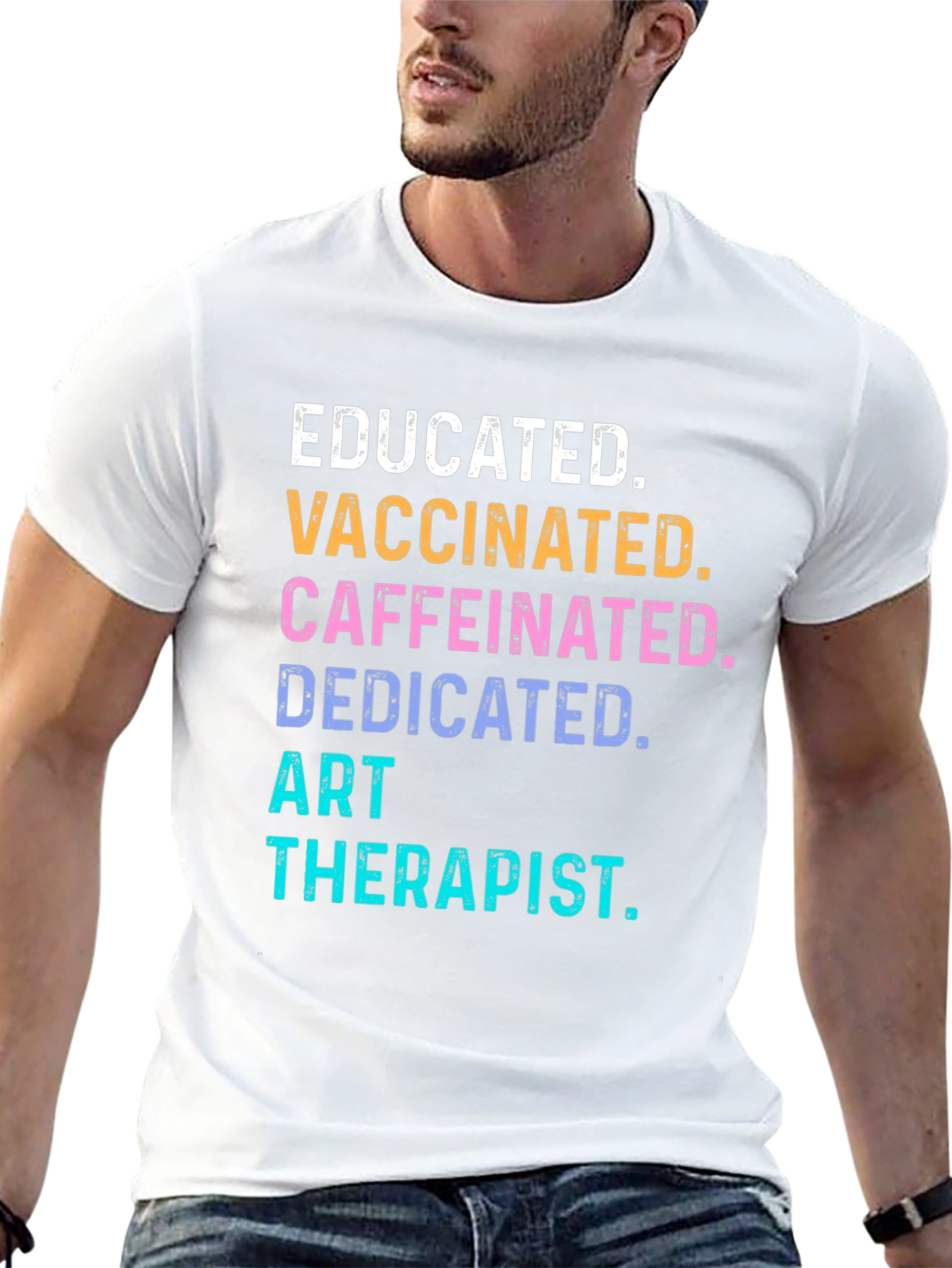 Black Educated Vaccinated Art Therapist Novelty T-Shirt view 13