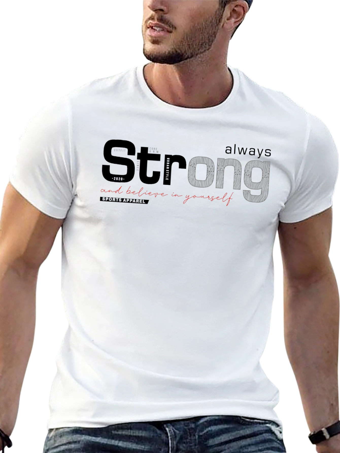 Black Strong Graphic Print Crew Neck T-Shirt view 13
