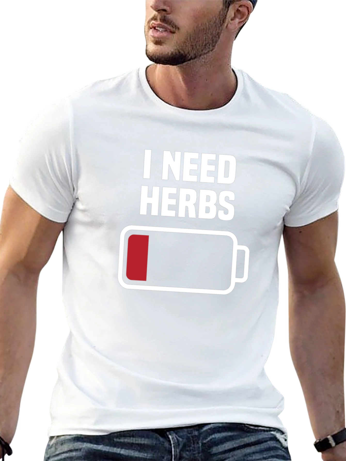 Black I Need Herbs T-Shirt - Low Battery Mode Humor view 13