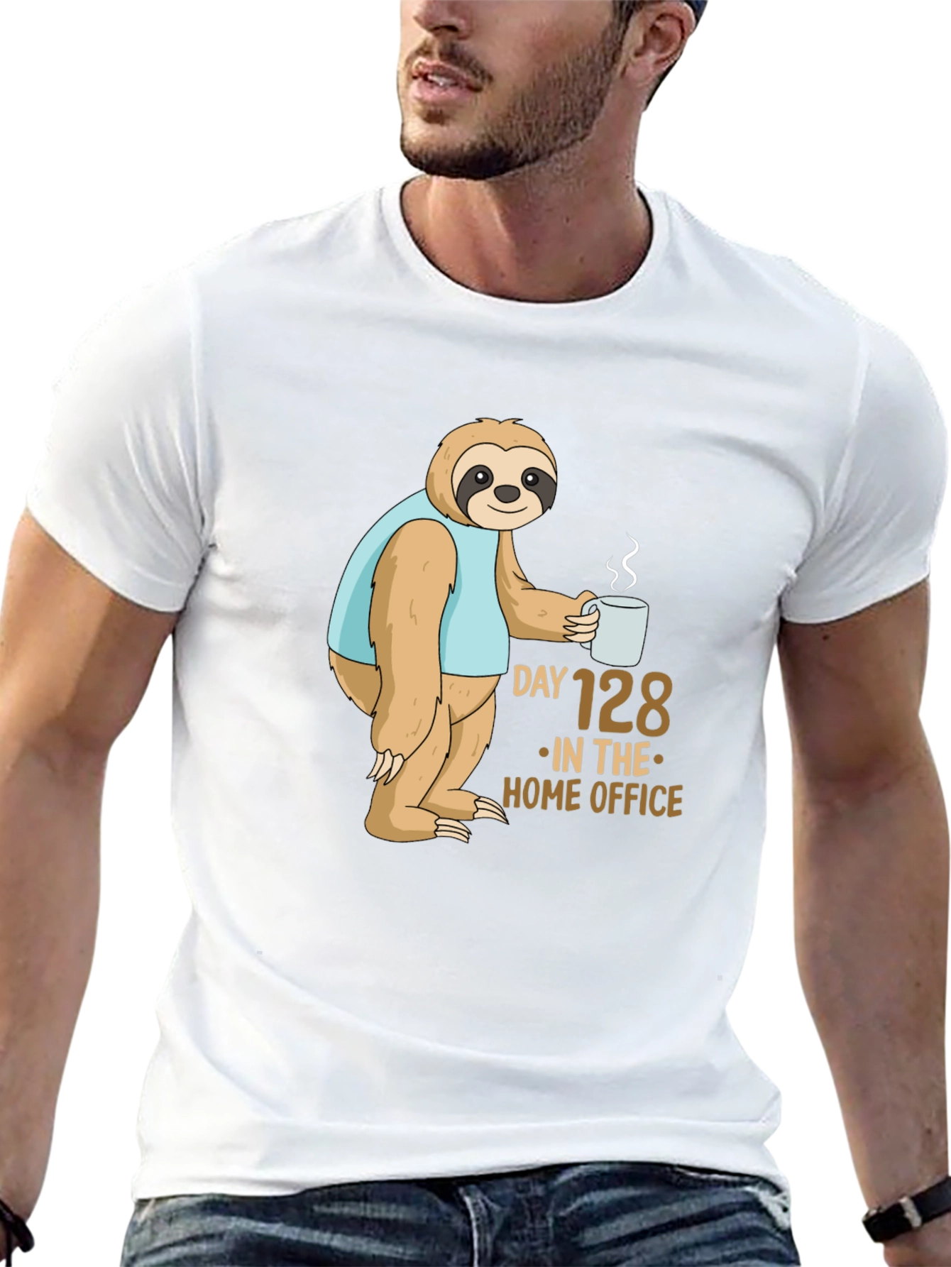 Black Sloth Day 128 Home Office T-Shirt view 13