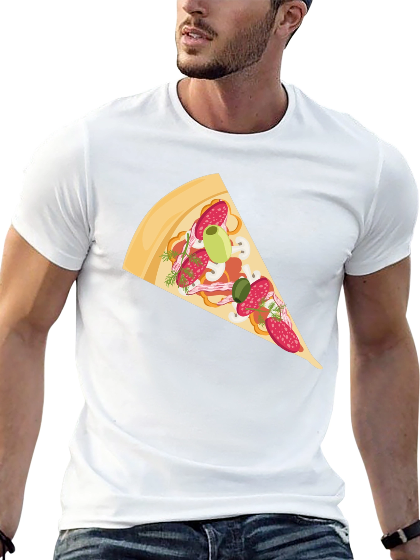 Black Pizza Slice Graphic Tee - Casual Black T-Shirt view 13