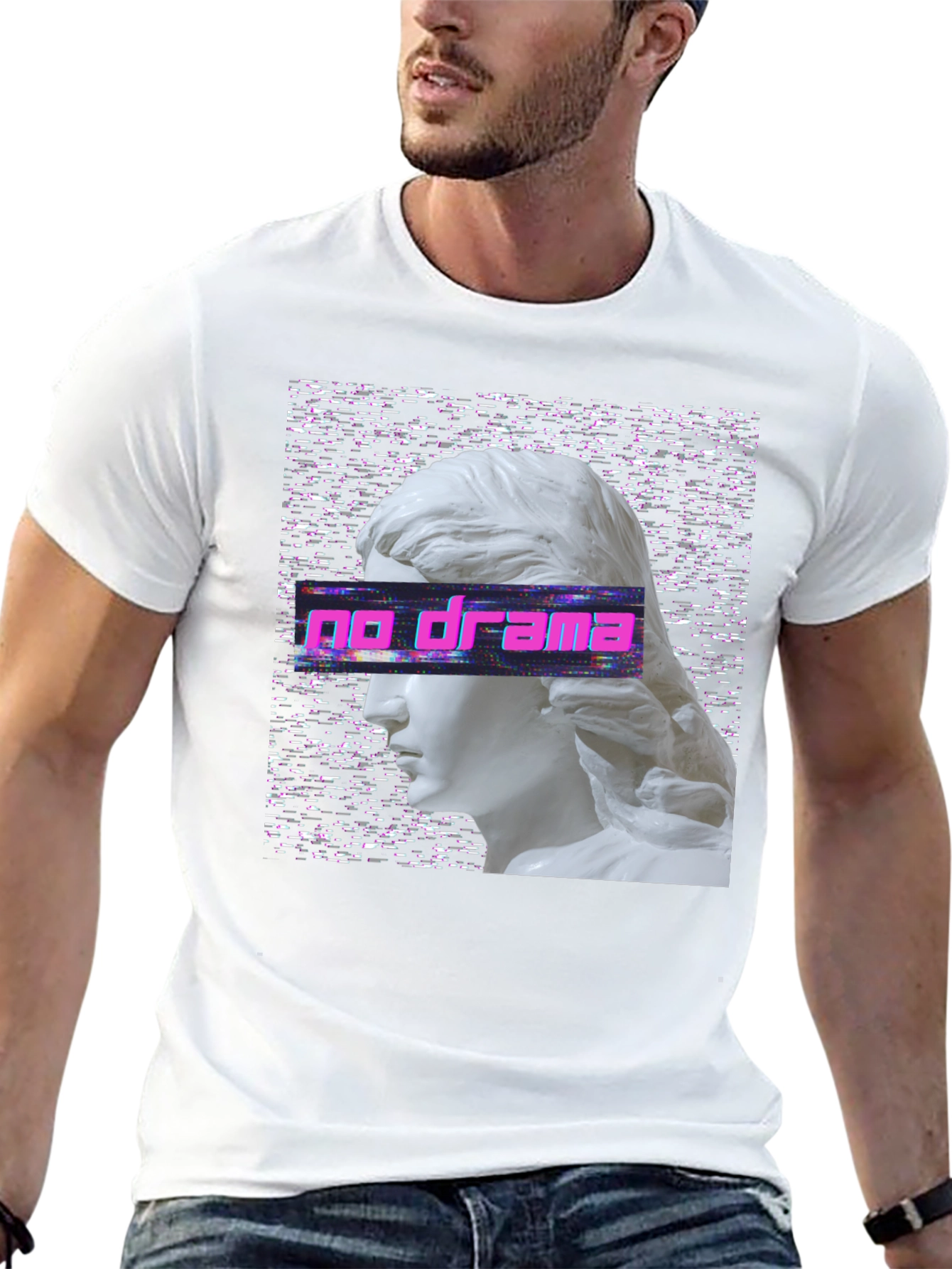 Black No Drama Vaporwave T-Shirt view 13