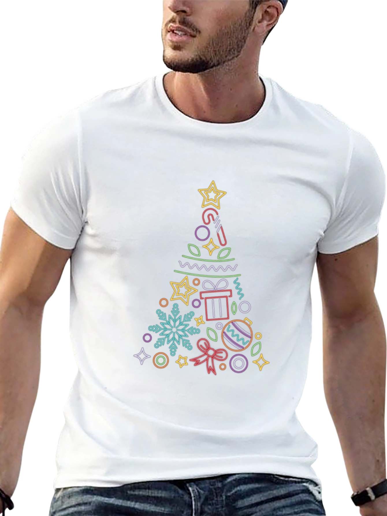 Black Festive Christmas Tree Graphic Tee - Holiday Style view 13