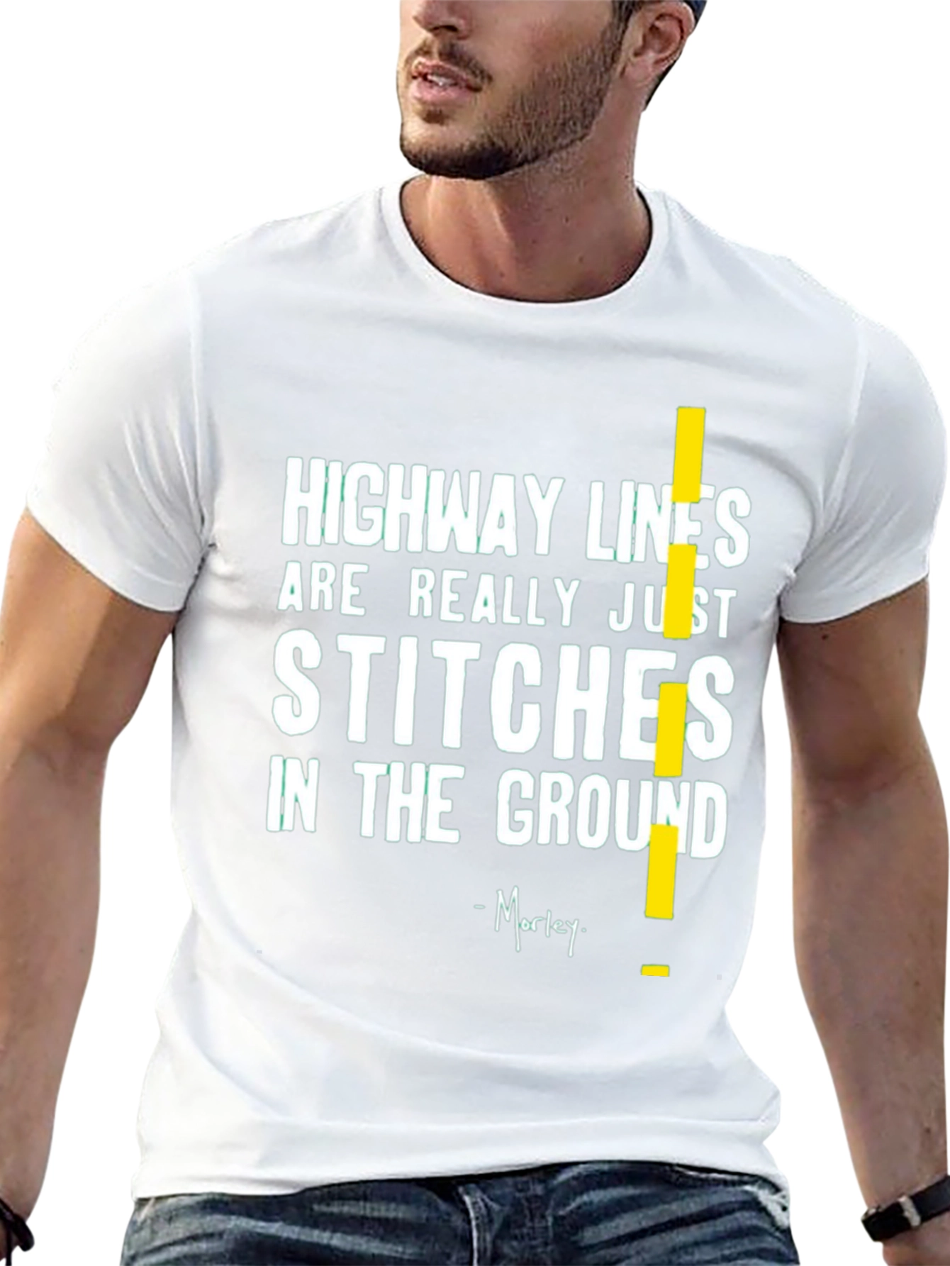 Black Highway Lines T-Shirt - Stitches in the Ground Tee view 13