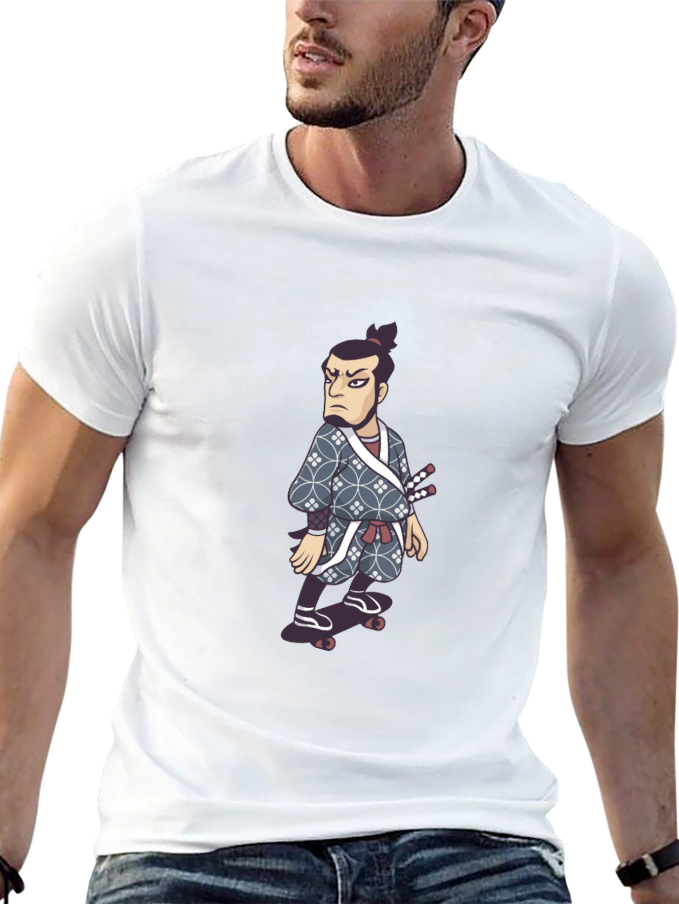 Black Samurai Skater T-Shirt - Unique Graphic Tee view 13