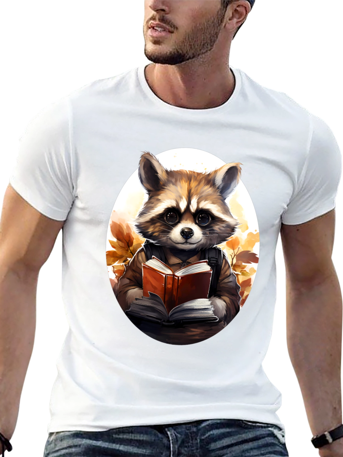 Black Raccoon Reader Graphic Tee - Black Cotton view 13