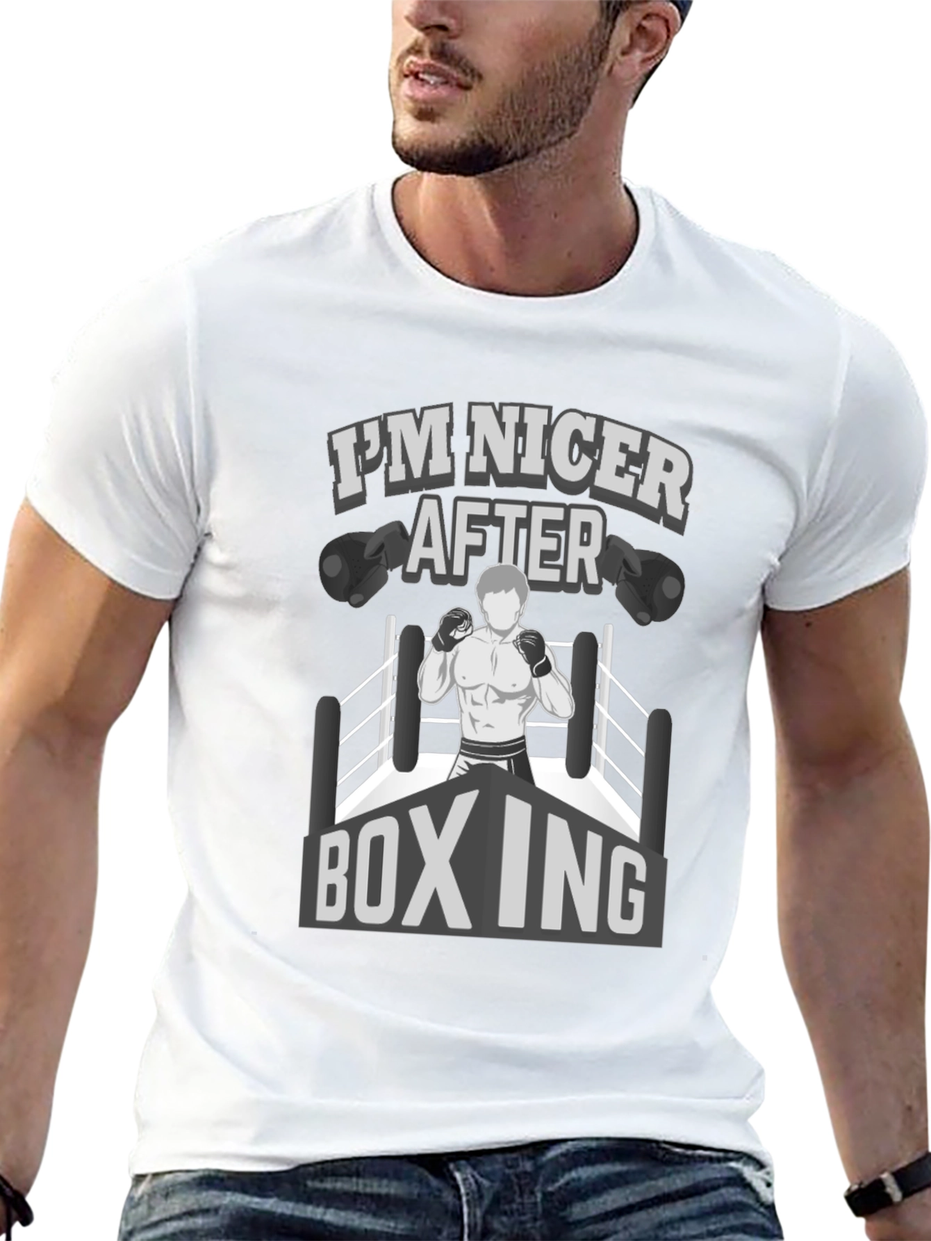 Black I'm Nicer After Boxing Graphic T-Shirt view 13