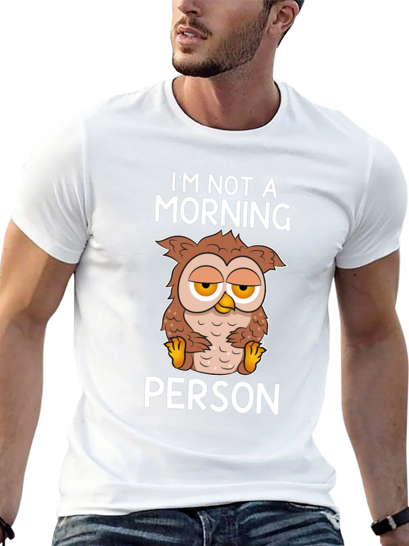 Black I'm Not A Morning Person Owl Graphic Tee view 13
