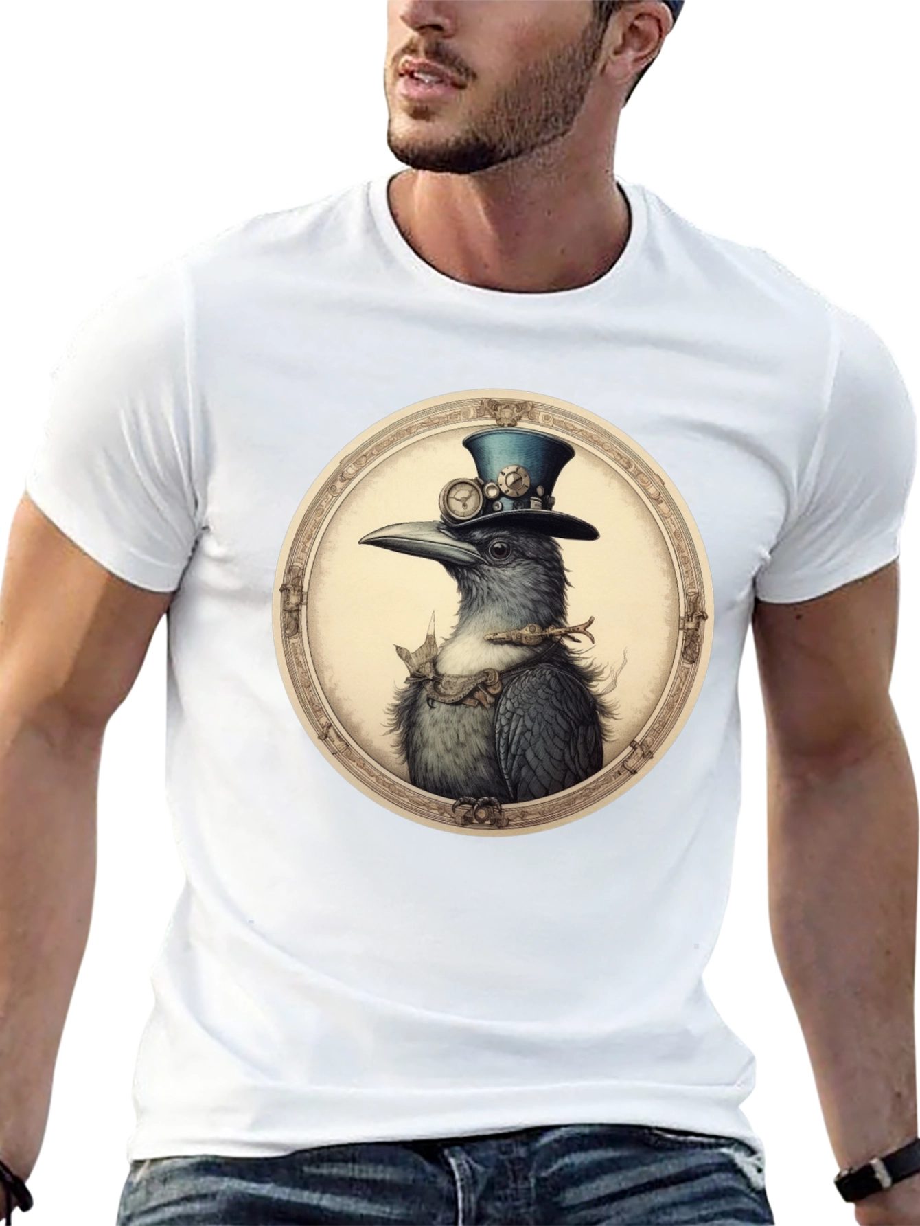 Steampunk Crow Graphic T-Shirt - 13