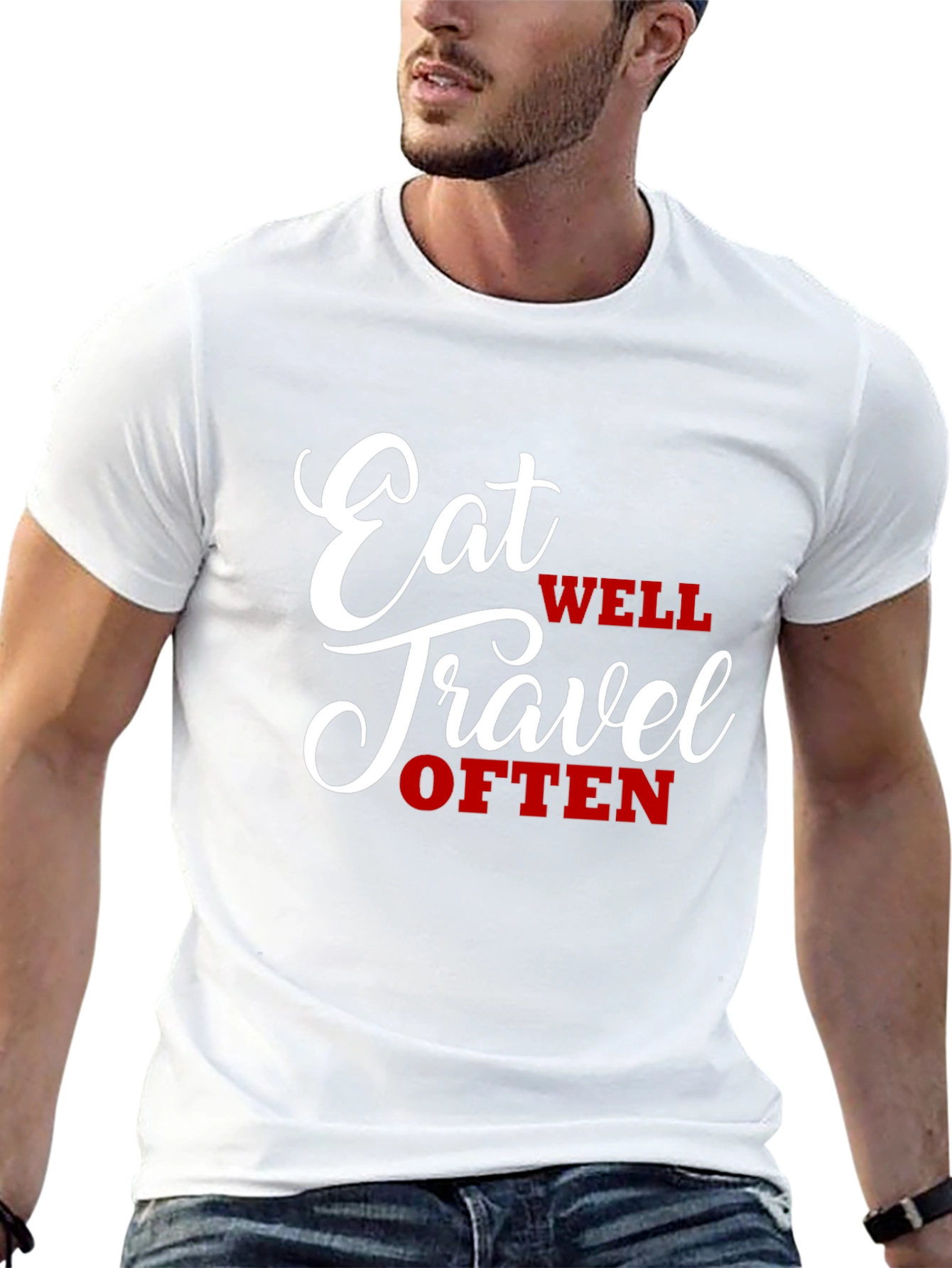 Black Eat Well Travel Often Graphic Tee view 13