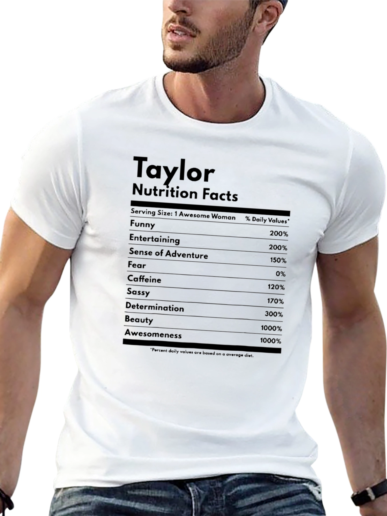 Black Taylor Nutrition Facts Graphic T-Shirt view 13