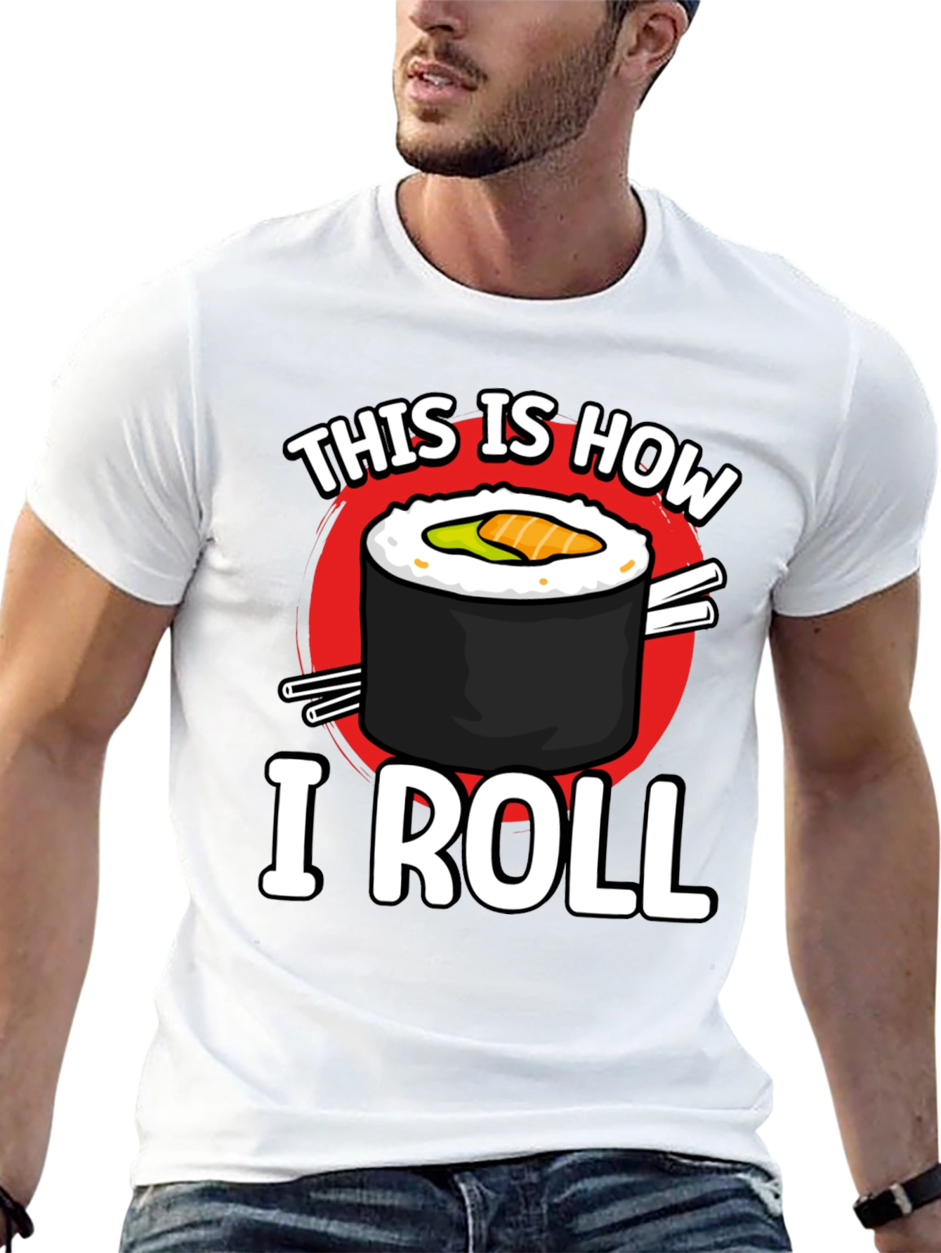 Black This is How I Roll Sushi Graphic T-Shirt view 13