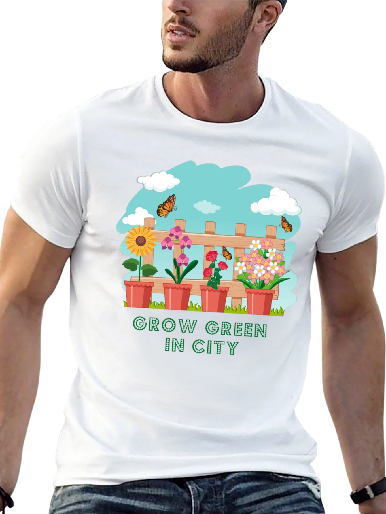Black Grow Green in City Graphic T-Shirt view 13