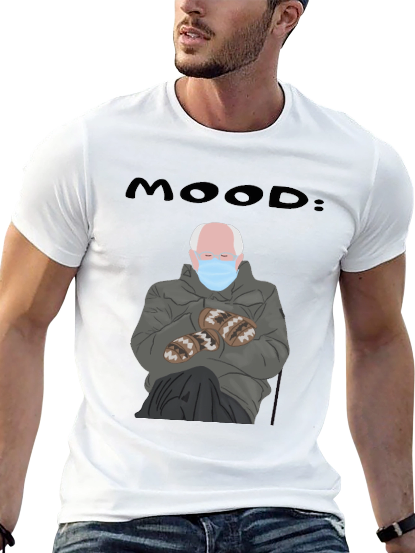 Black Mood: Bernie Meme Graphic T-Shirt view 13