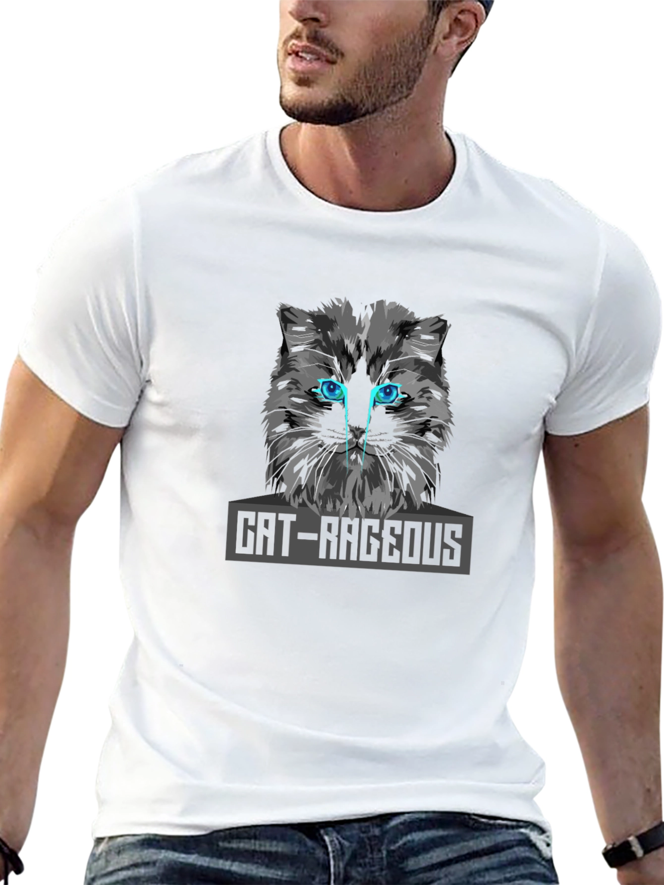 Black Cat-Rageous Graphic Tee - Men's Black T-Shirt view 13