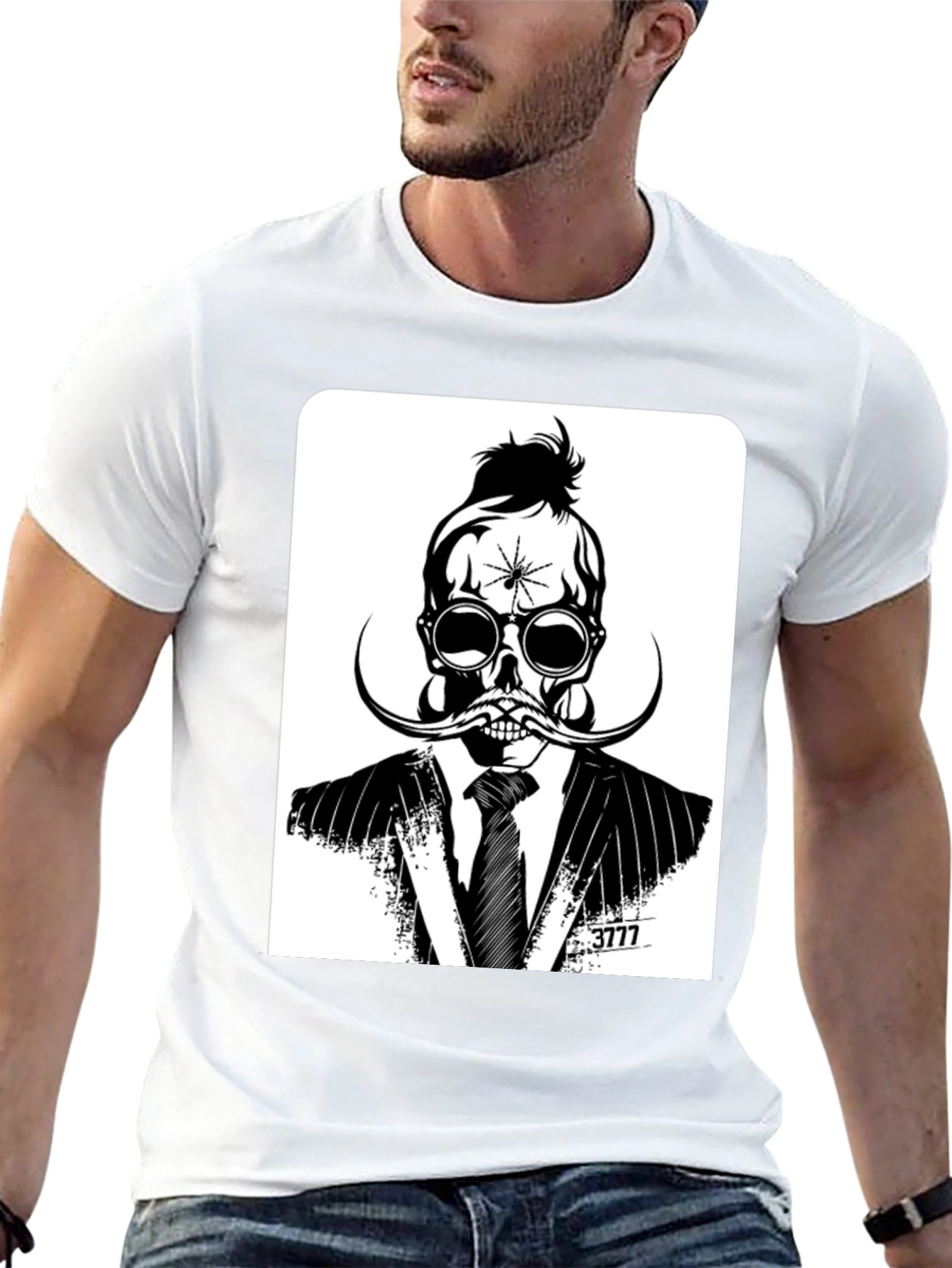 Black Skull in Suit Graphic Tee - Unique Stylish Design view 13