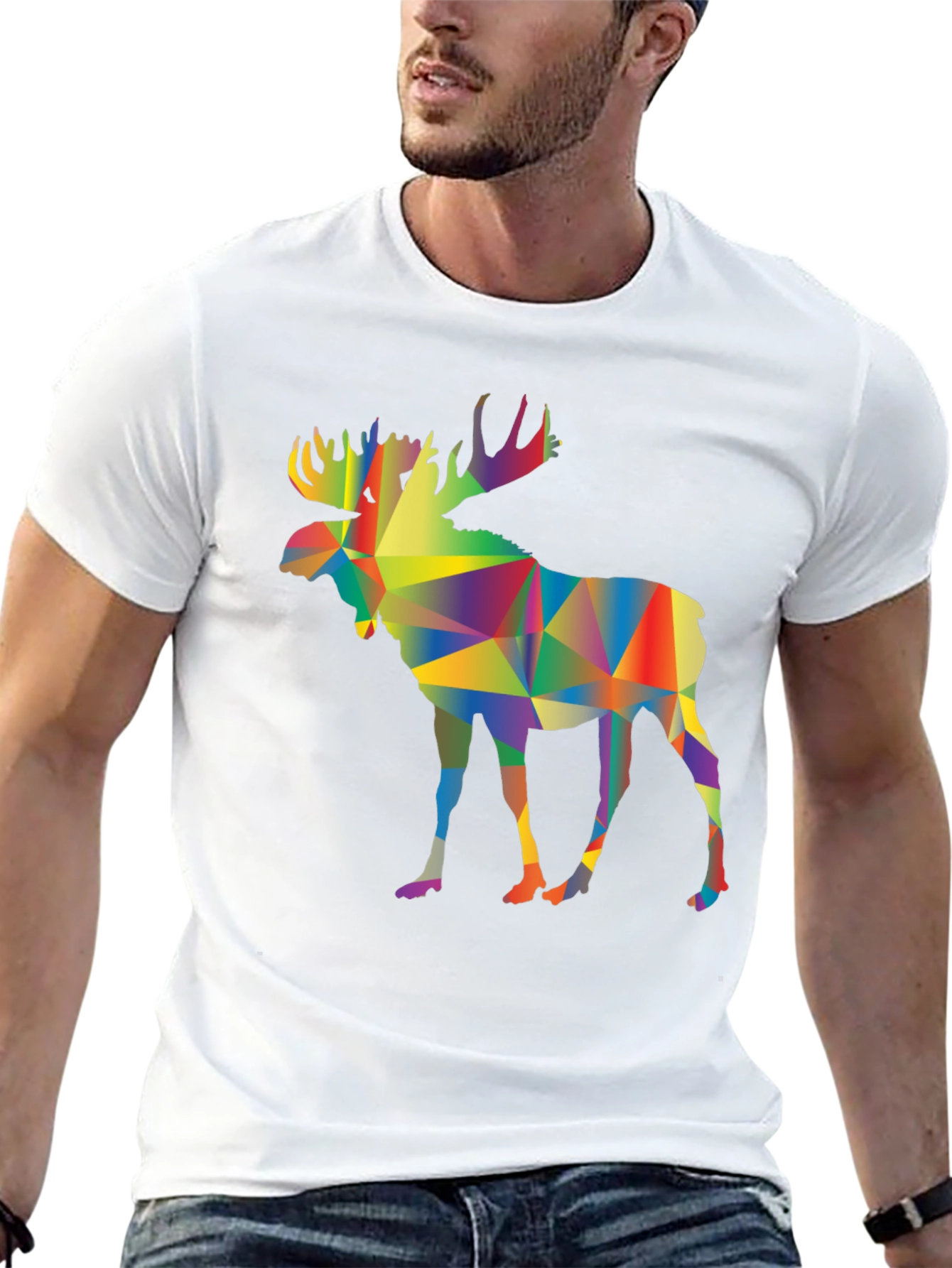 Black Geometric Moose Graphic Tee - Black view 13
