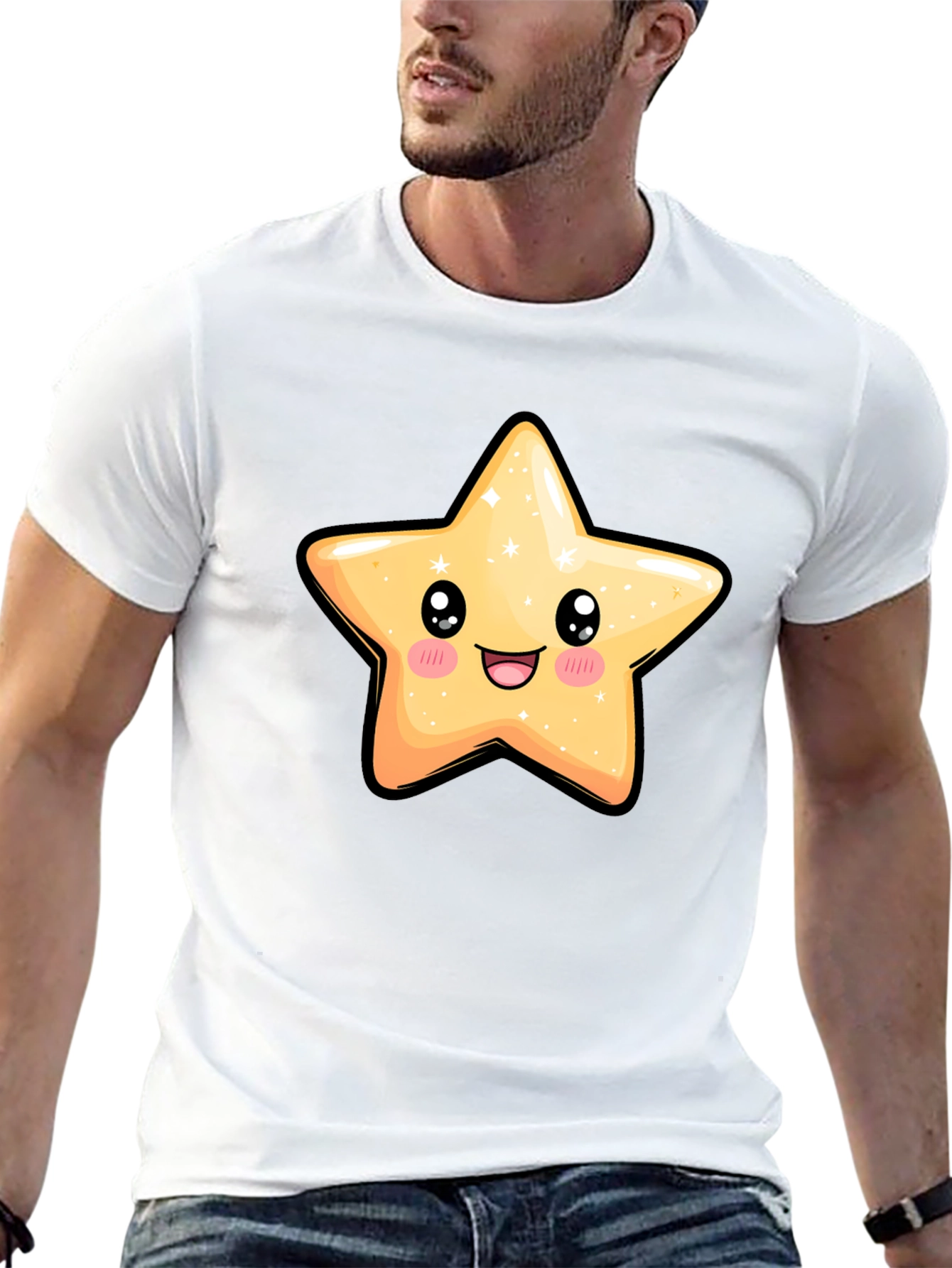 Black Cute Star Graphic Black T-Shirt view 13