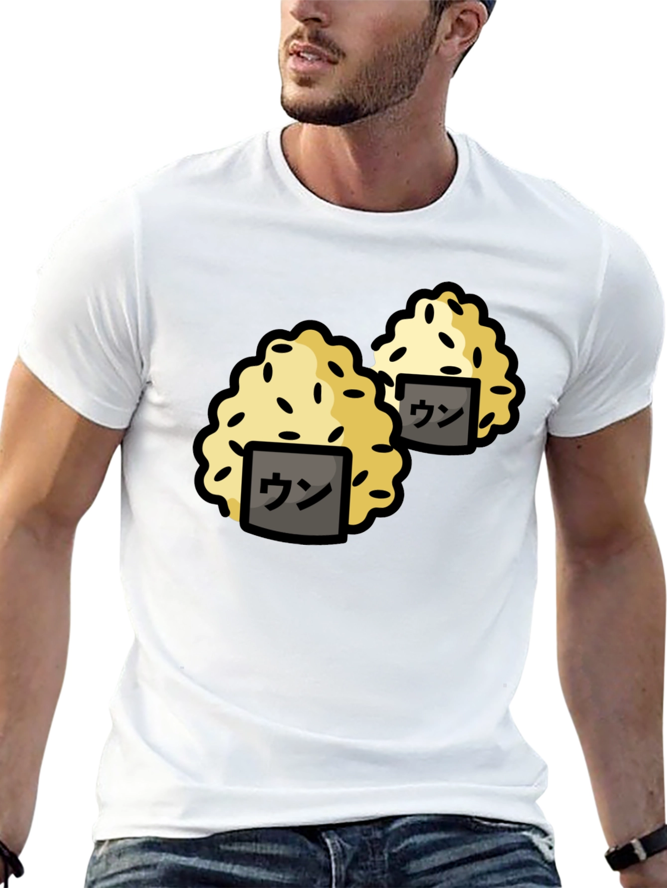 Black Funny Sushi Rice Ball Graphic Black T-Shirt view 13