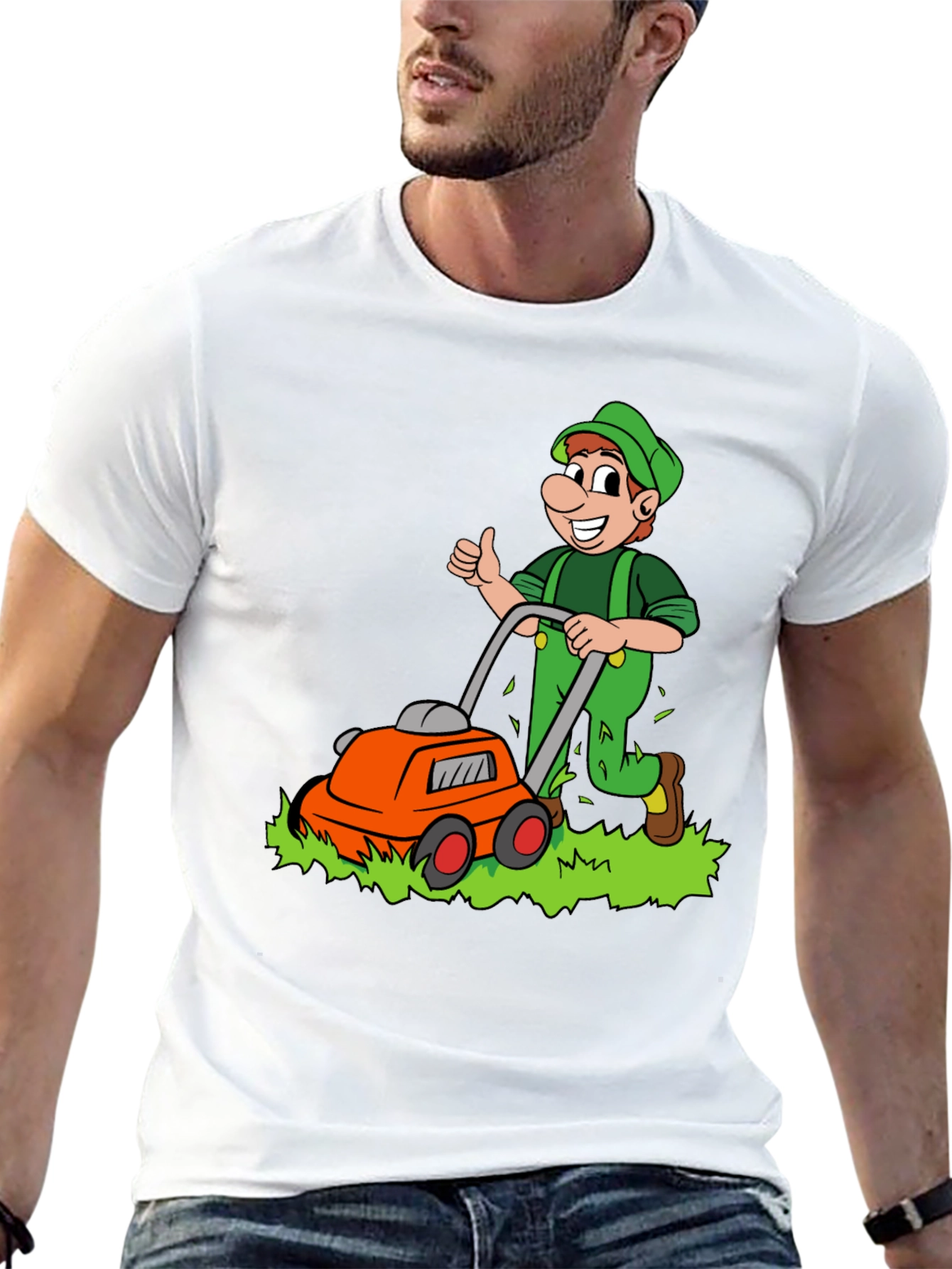 Black Lawn Mower Man T-Shirt - Cartoon Graphic Tee view 13