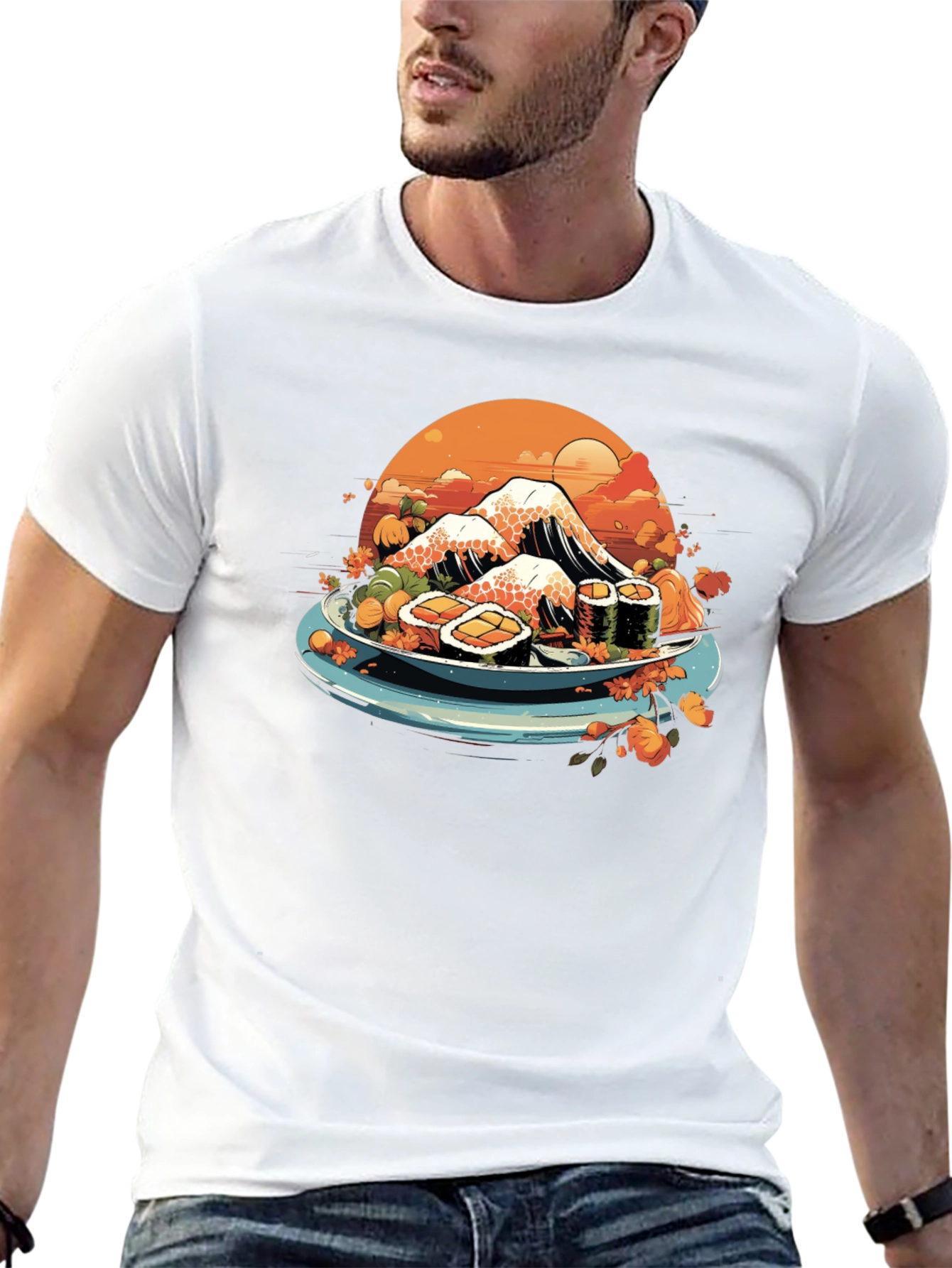 Black Sushi Mountain T-Shirt - Unique Graphic Tee view 13
