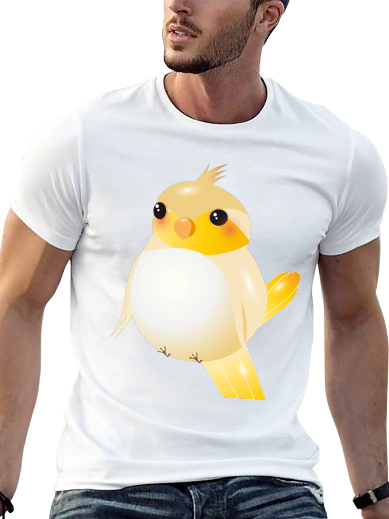 Black Cute Cartoon Bird Graphic T-Shirt view 13