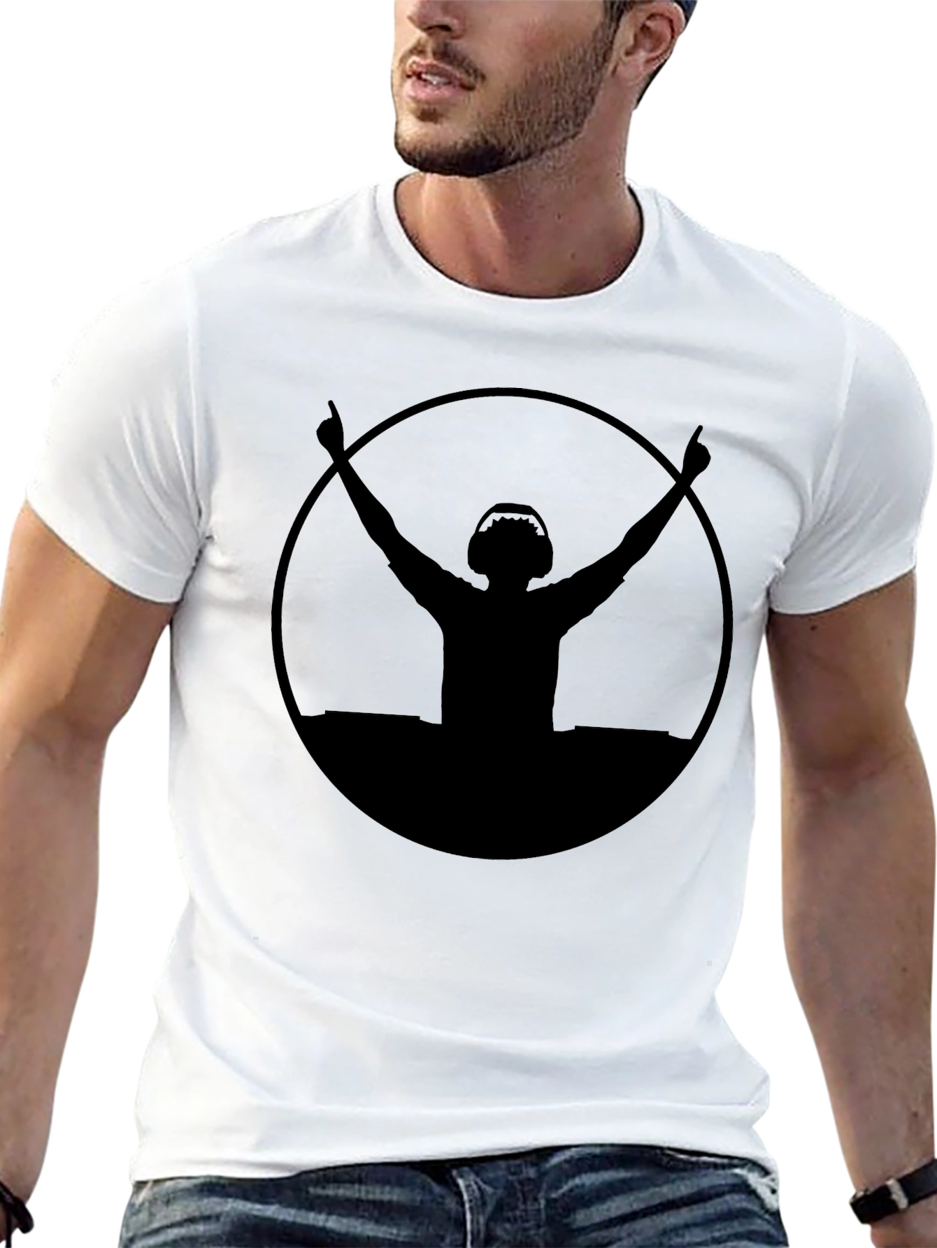 Black DJ Silhouette Graphic Tee - Black Cotton Blend view 13