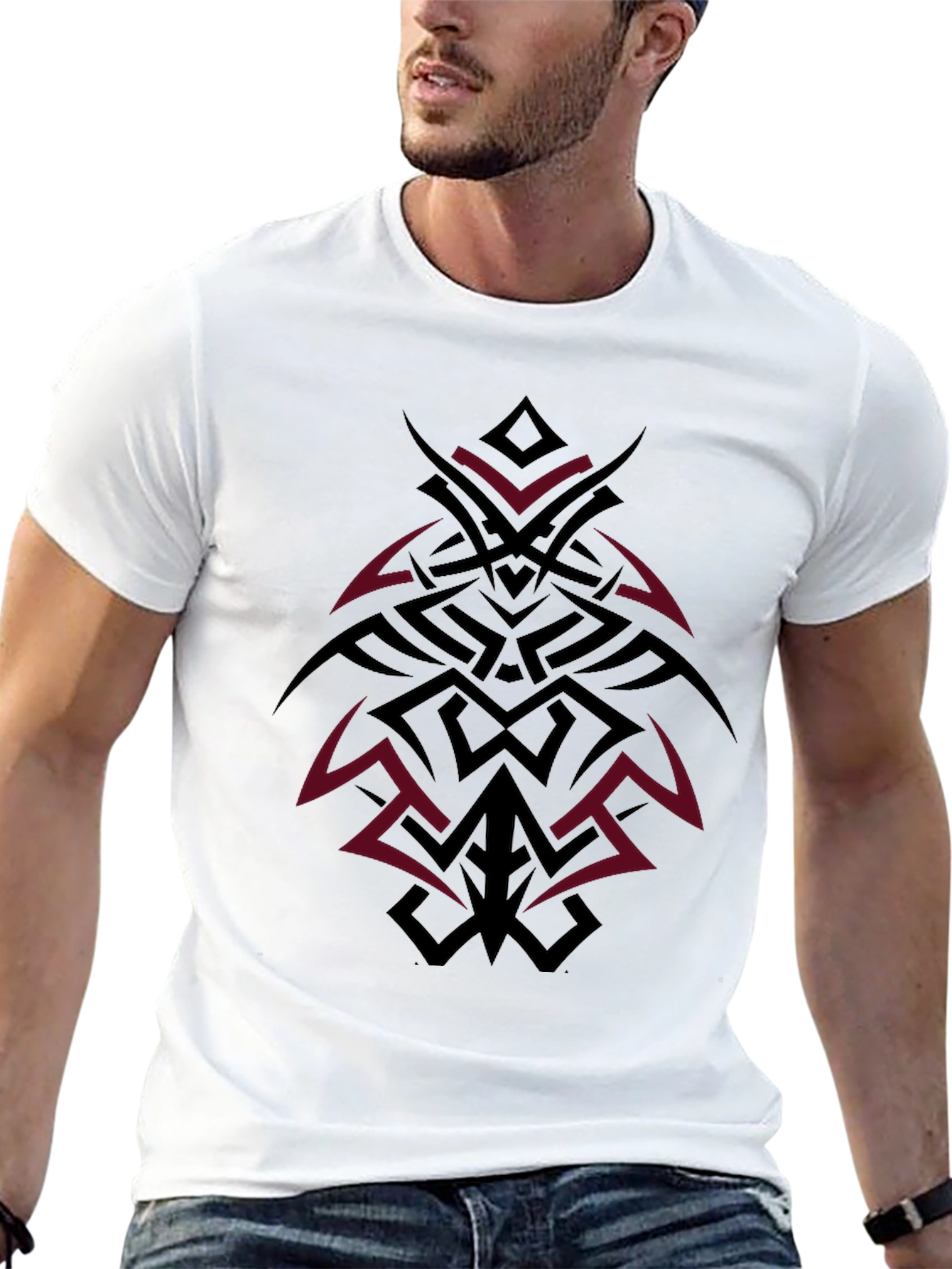 Black Tribal Tattoo Graphic Black T-Shirt view 13