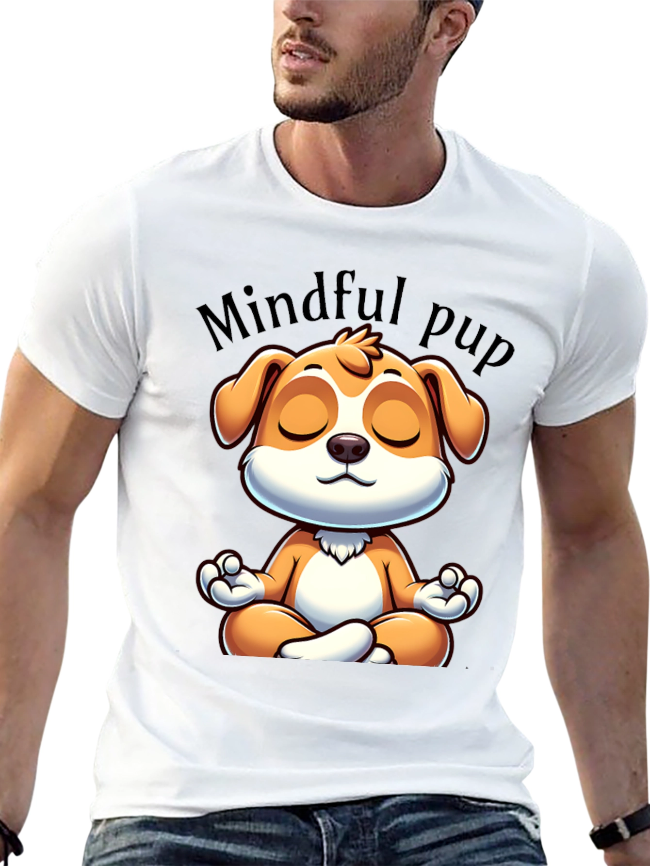 Black Mindful Pup Graphic T-Shirt - Meditation Dog Tee view 13