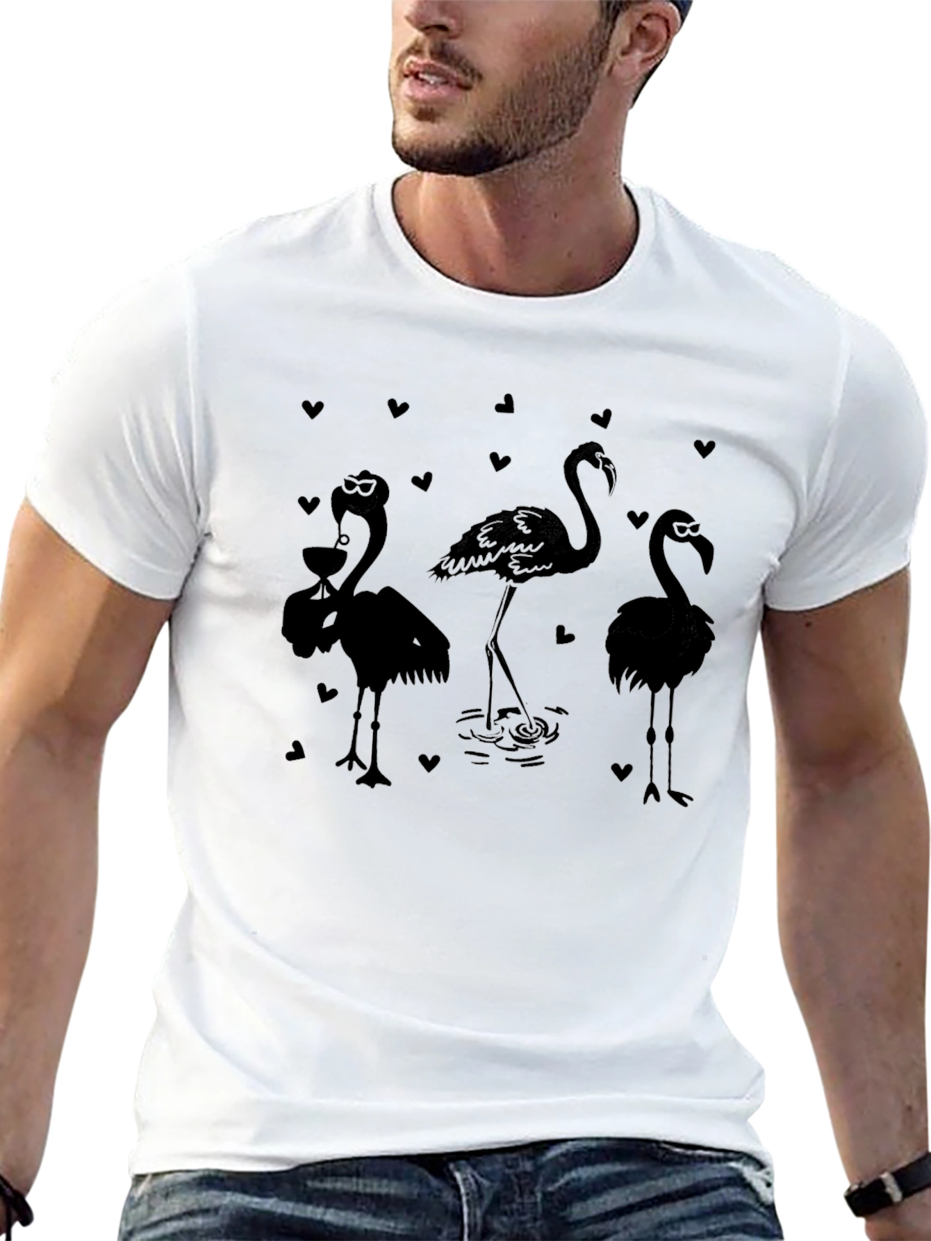 Black Flamingo Lover's Black T-Shirt view 13