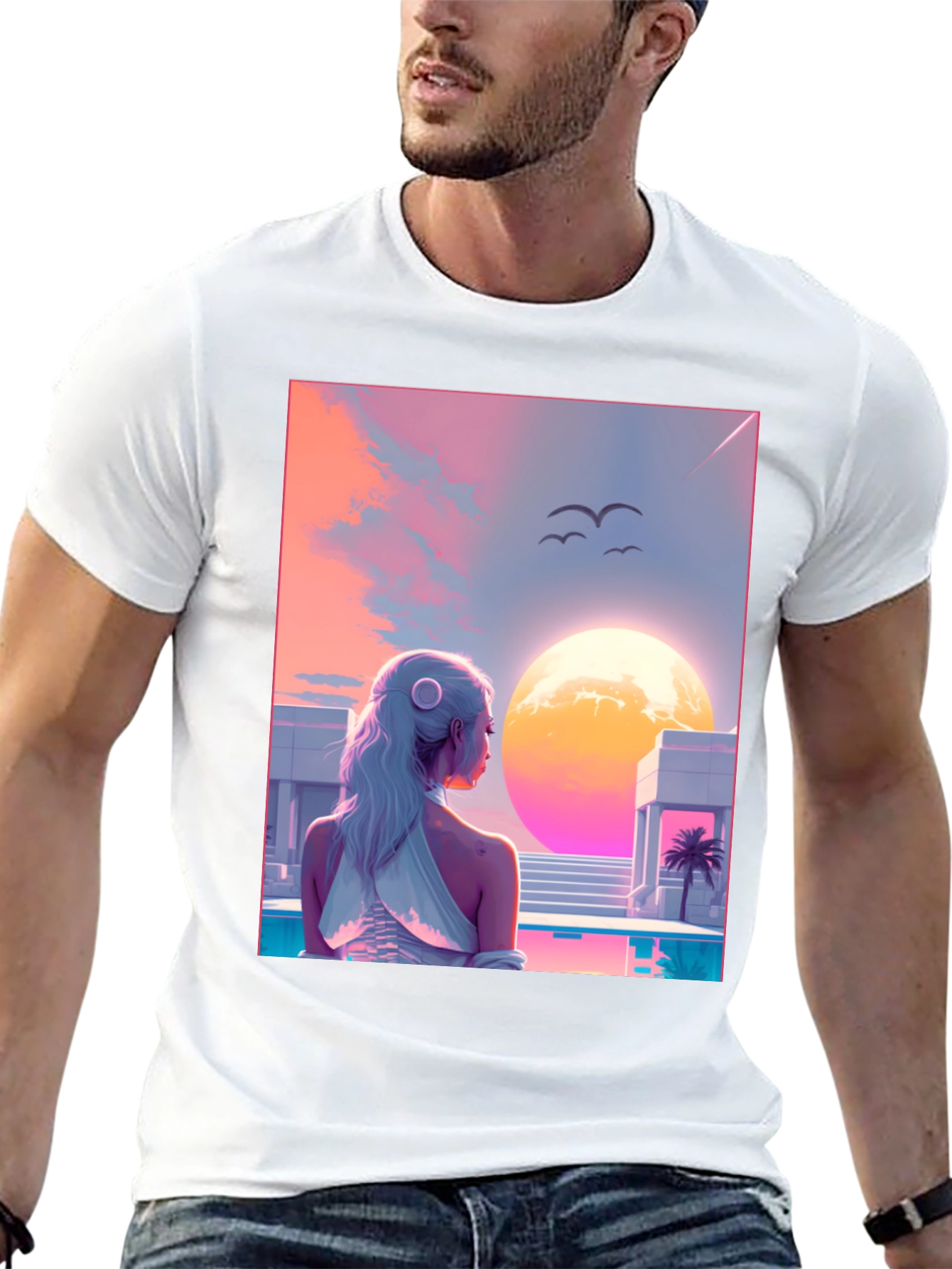Black Synthwave Dreams T-Shirt view 13