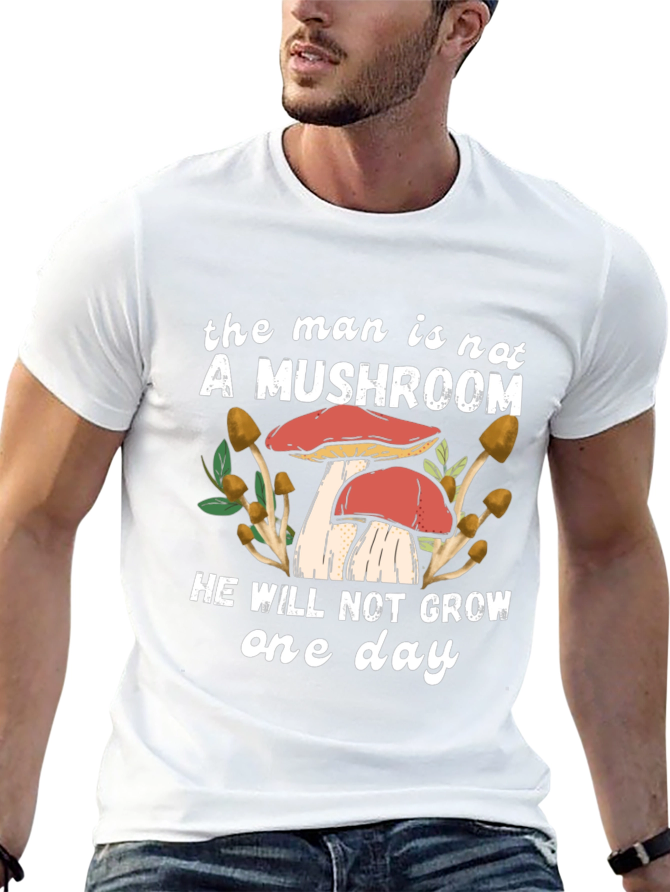 Black The Man Is Not A Mushroom Graphic T-Shirt view 13