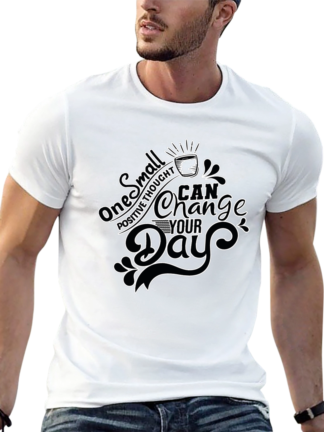 Black Inspirational Graphic Tee - Positive Thought Changes Day view 13