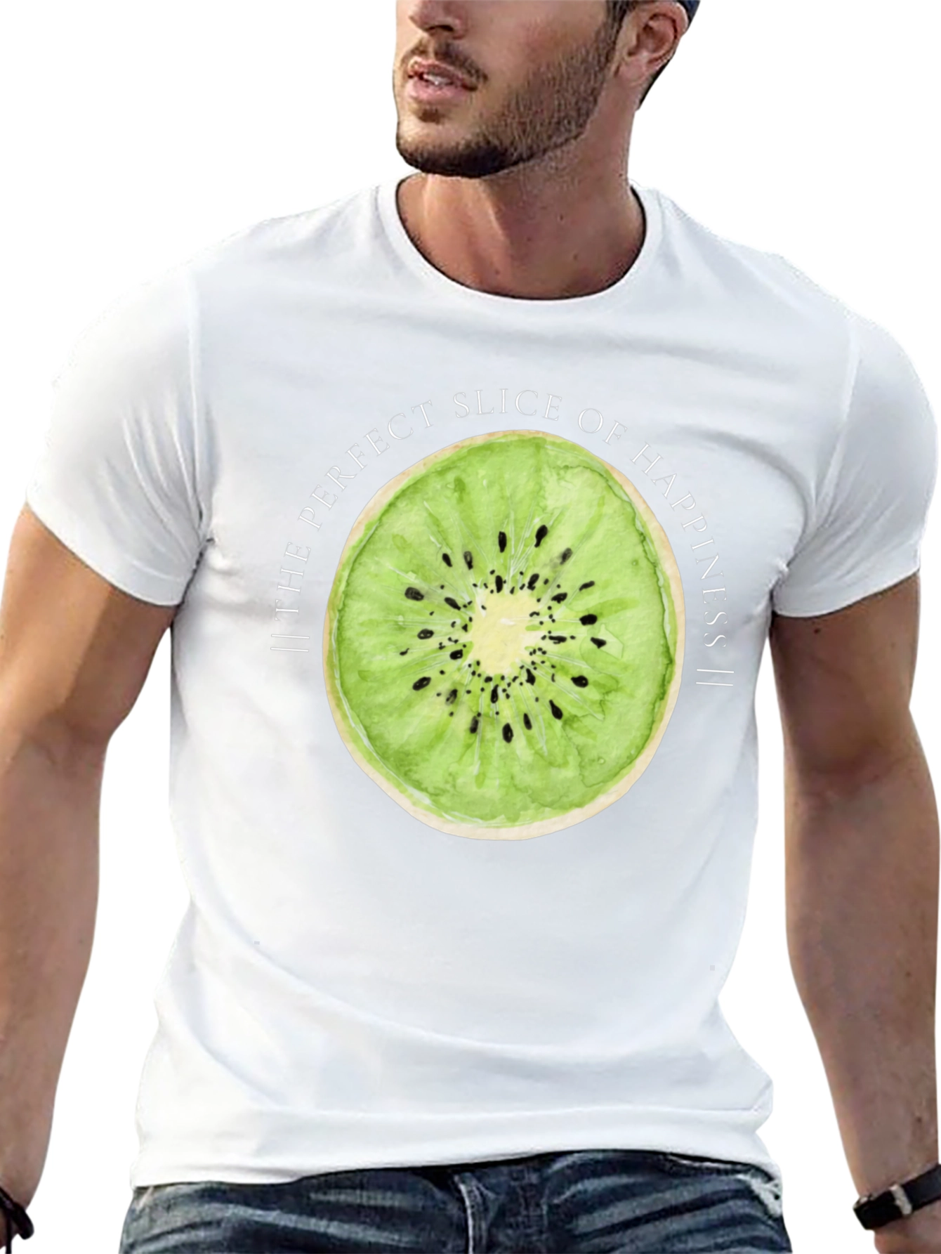 Black Kiwi Slice Happiness Graphic T-Shirt view 13
